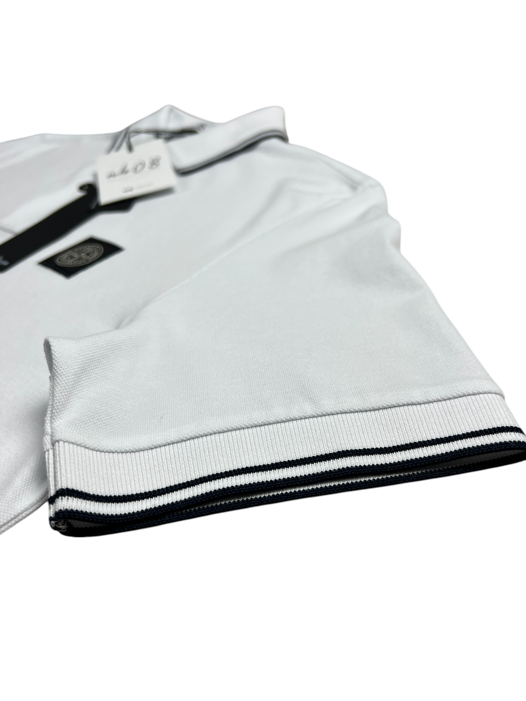 Polo Stone Island blanc taille S - Détail