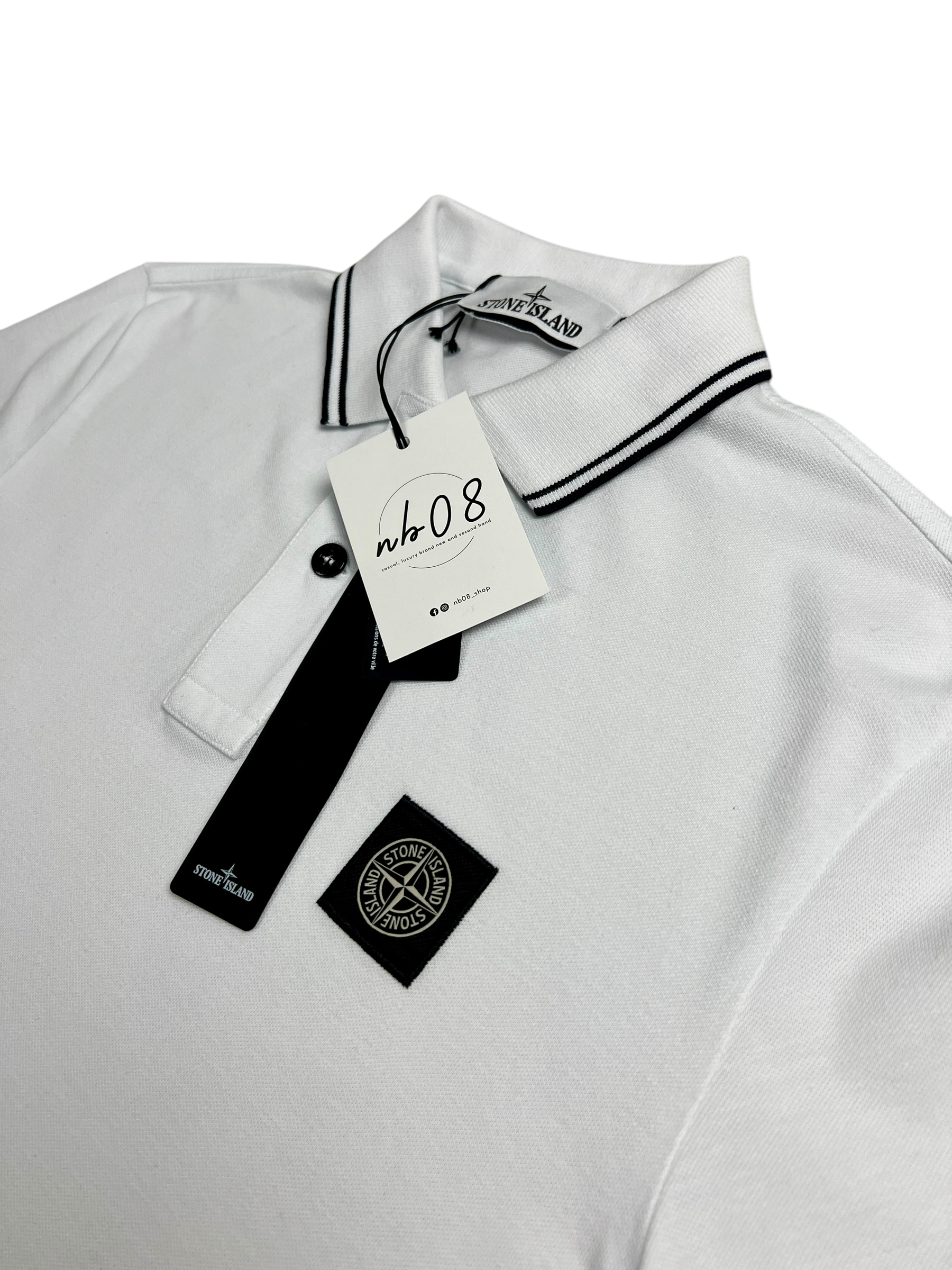 Polo Stone Island blanc taille S - Vue de dos