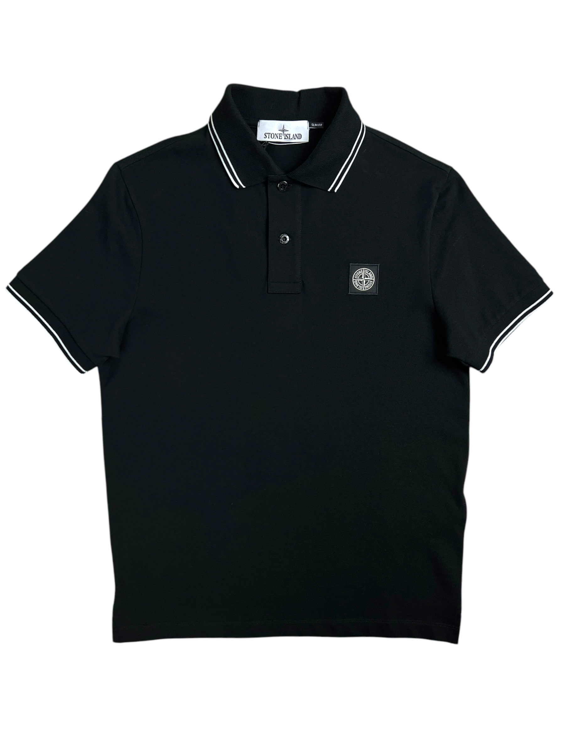 Polo Stone Island noir taille S - Vue de face