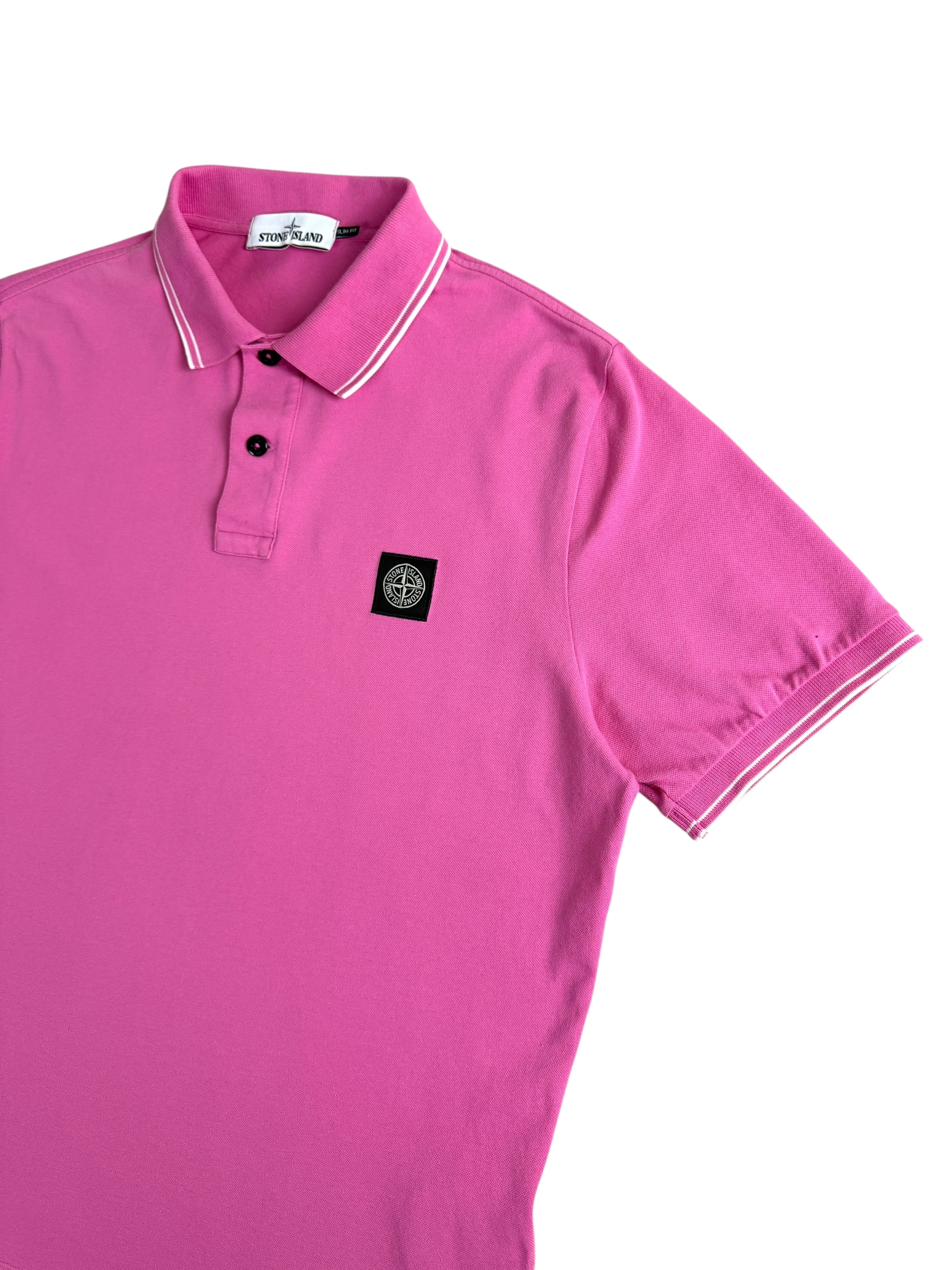 Polo Stone Island rose taille XL - Logo et étiquette