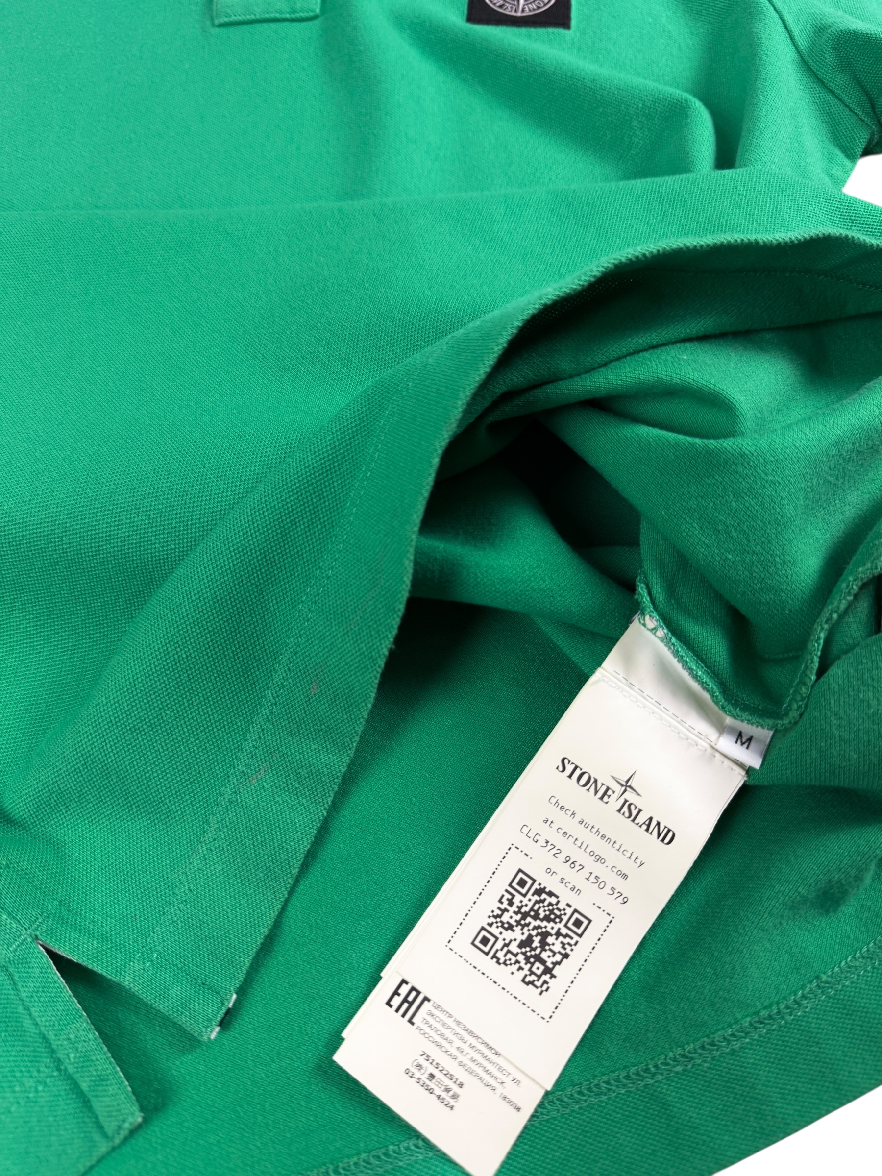 Polo Stone Island vert taille M - Logo et étiquette