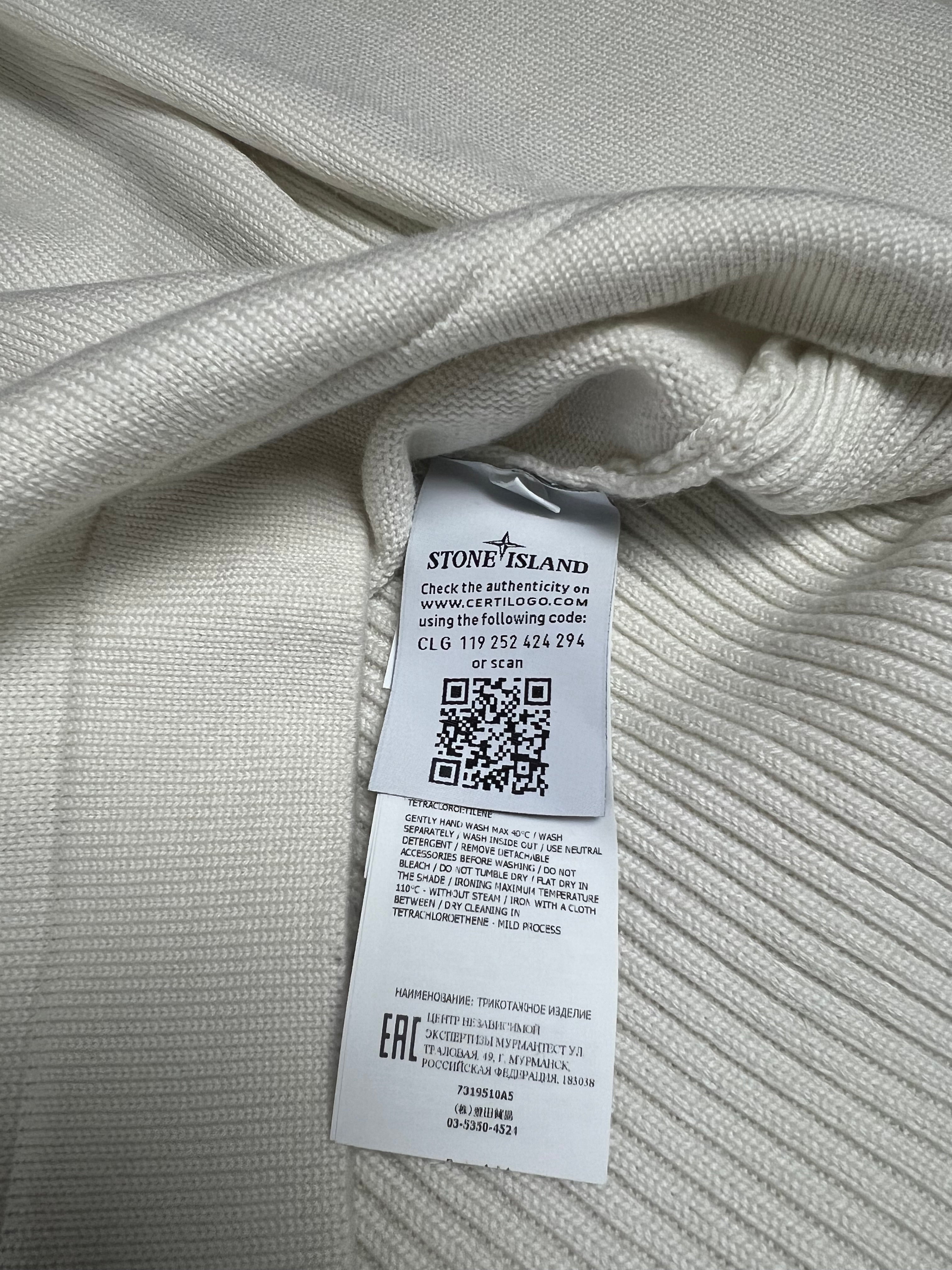Pull Stone Island blanc taille M - Détail