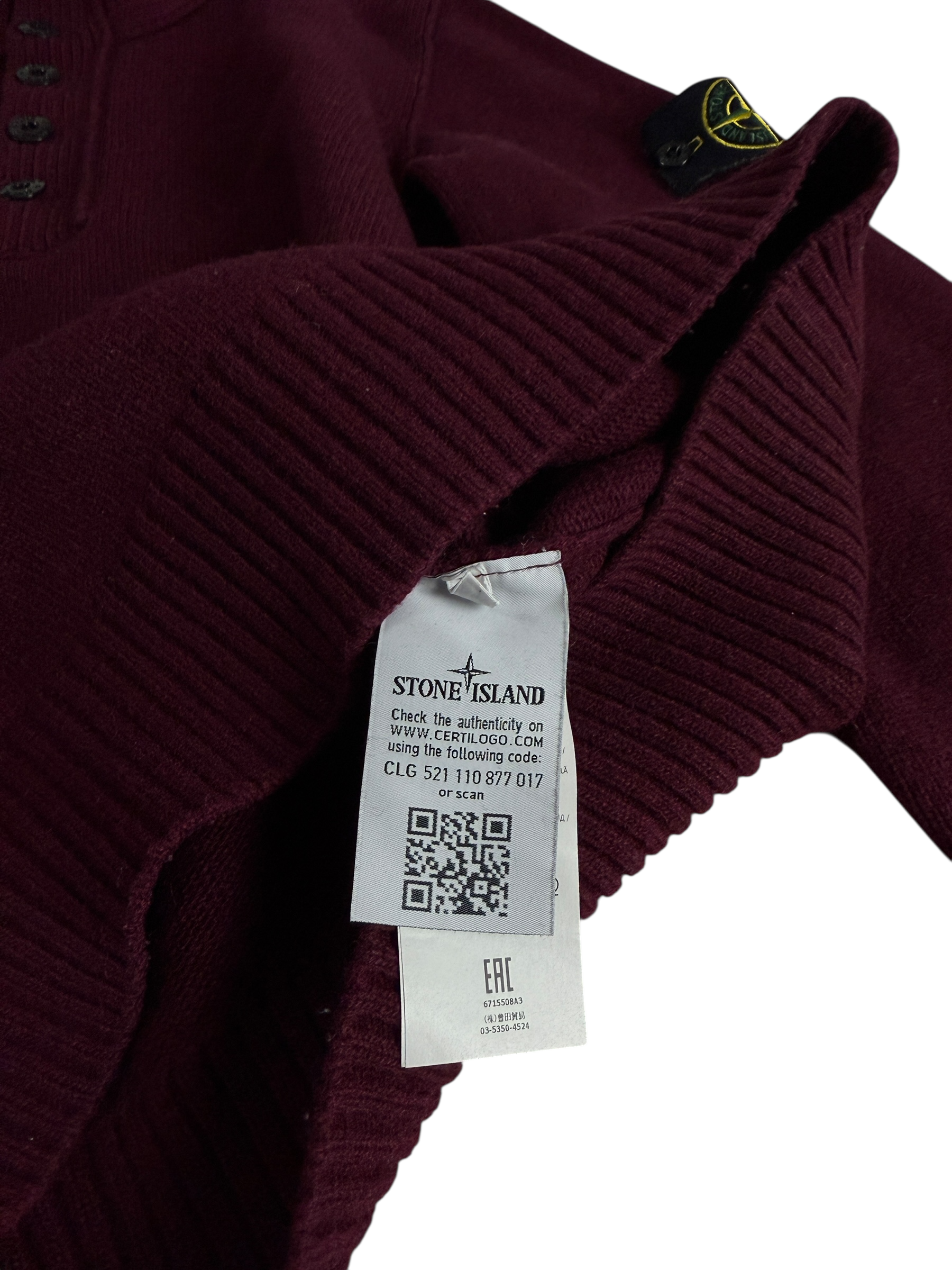 Pull Stone Island bordeaux taille L - Détail