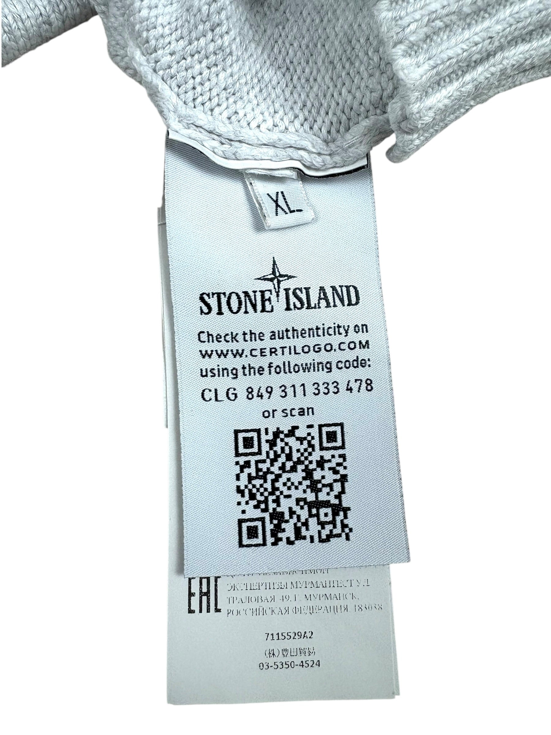 Pull Stone Island gris clair taille XL - Logo et étiquette