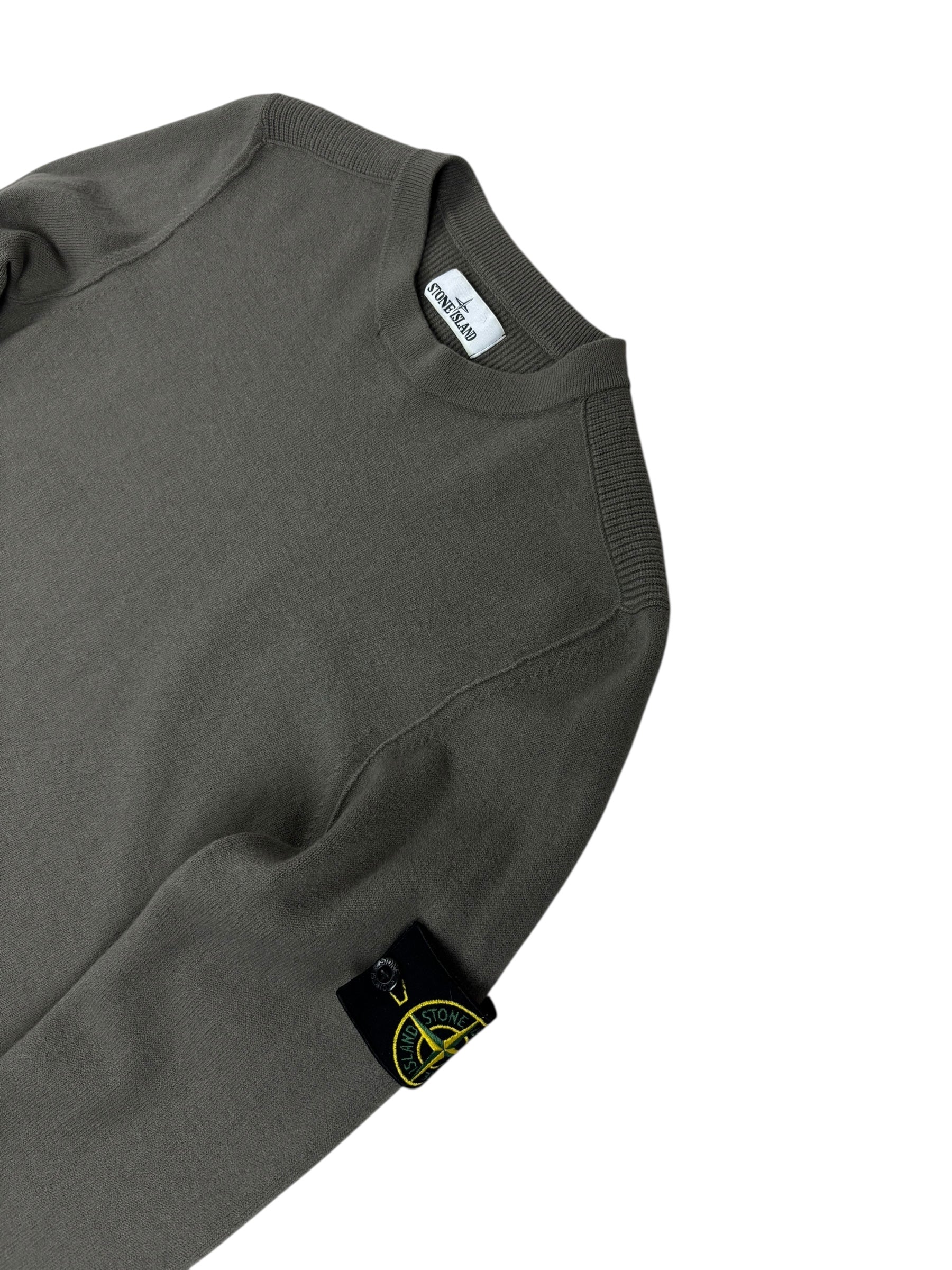 Pull Stone Island kaki grisé taille S - Vue de dos