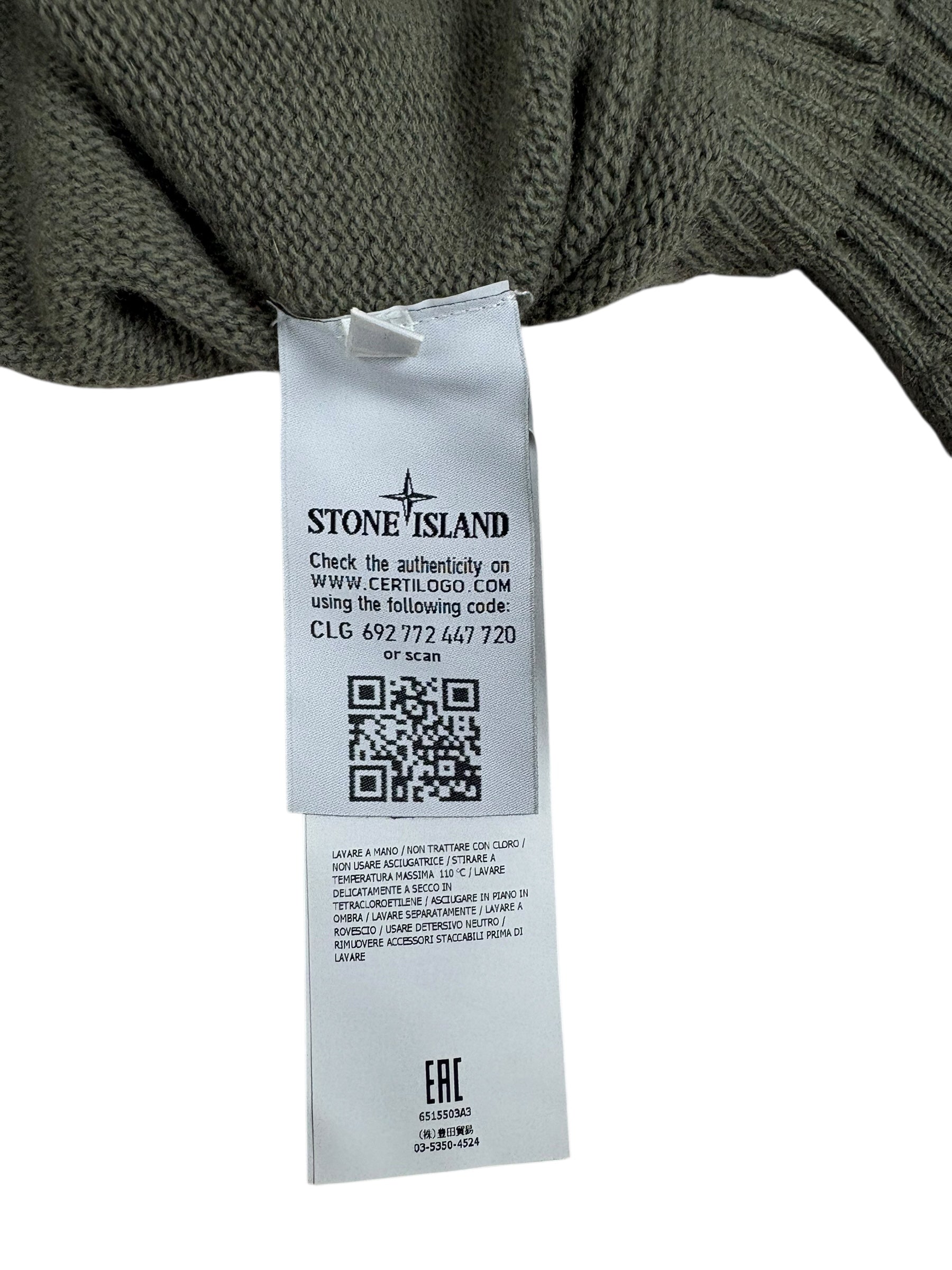 Pull Stone Island kaki taille S - Détail