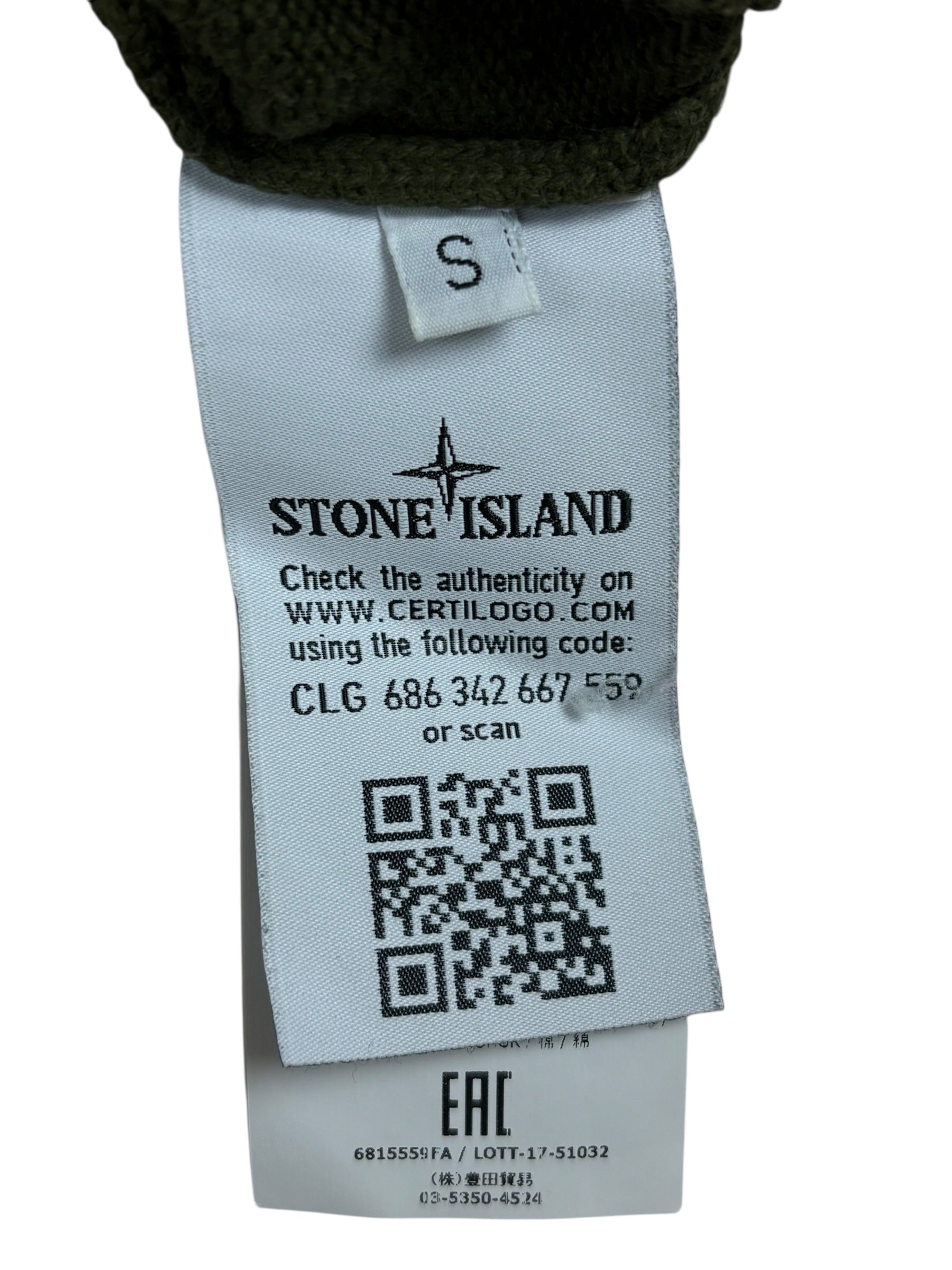 Pull Stone Island kaki taille S - Logo et étiquette