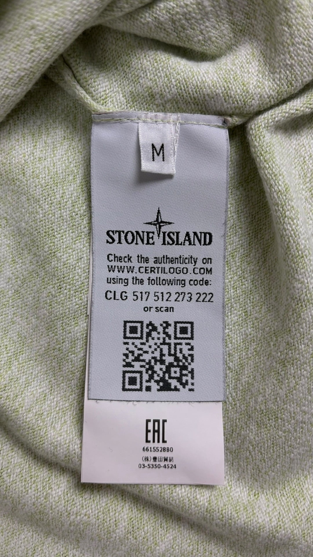 Pull Stone Island vert pastel taille M - Logo et étiquette