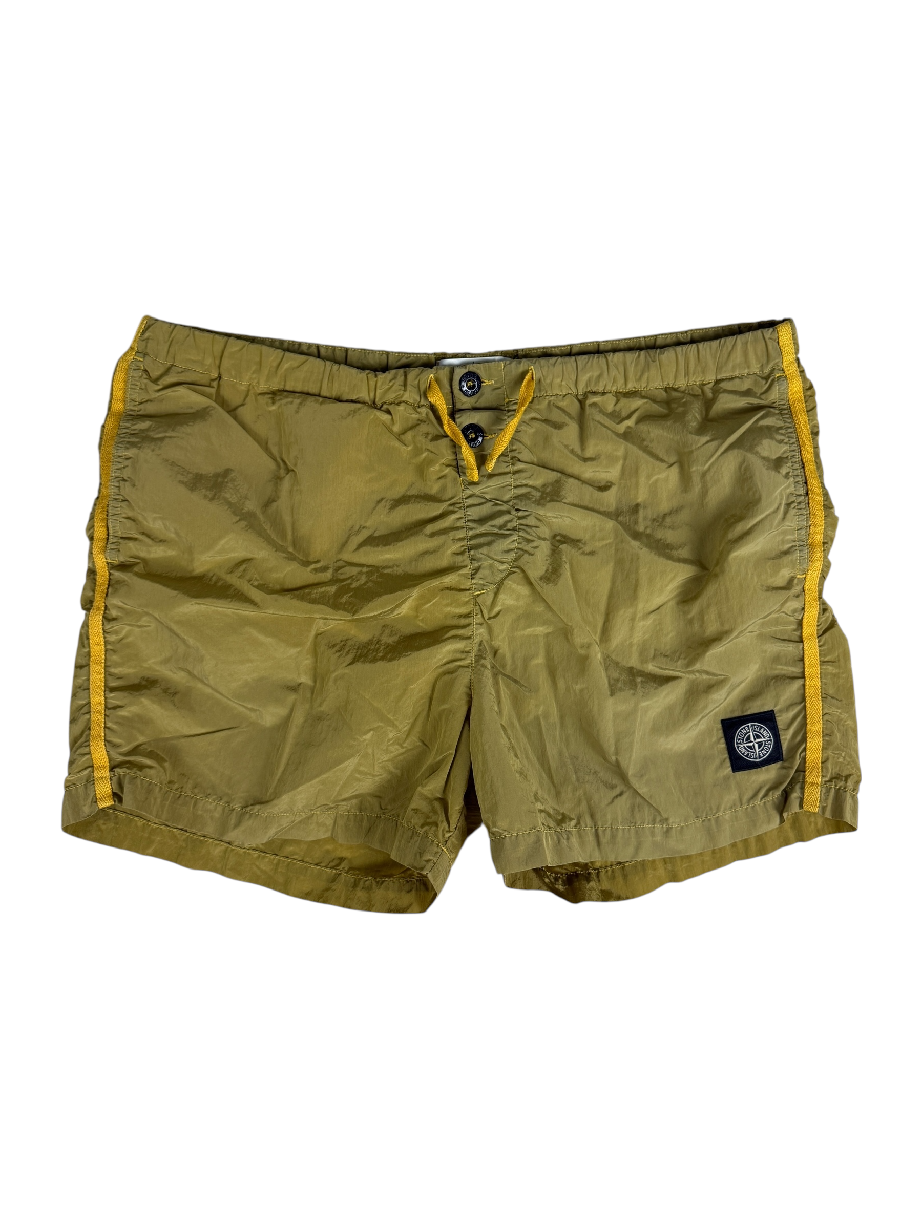 Short Stone Island jaune métallisé taille L - Vue de face