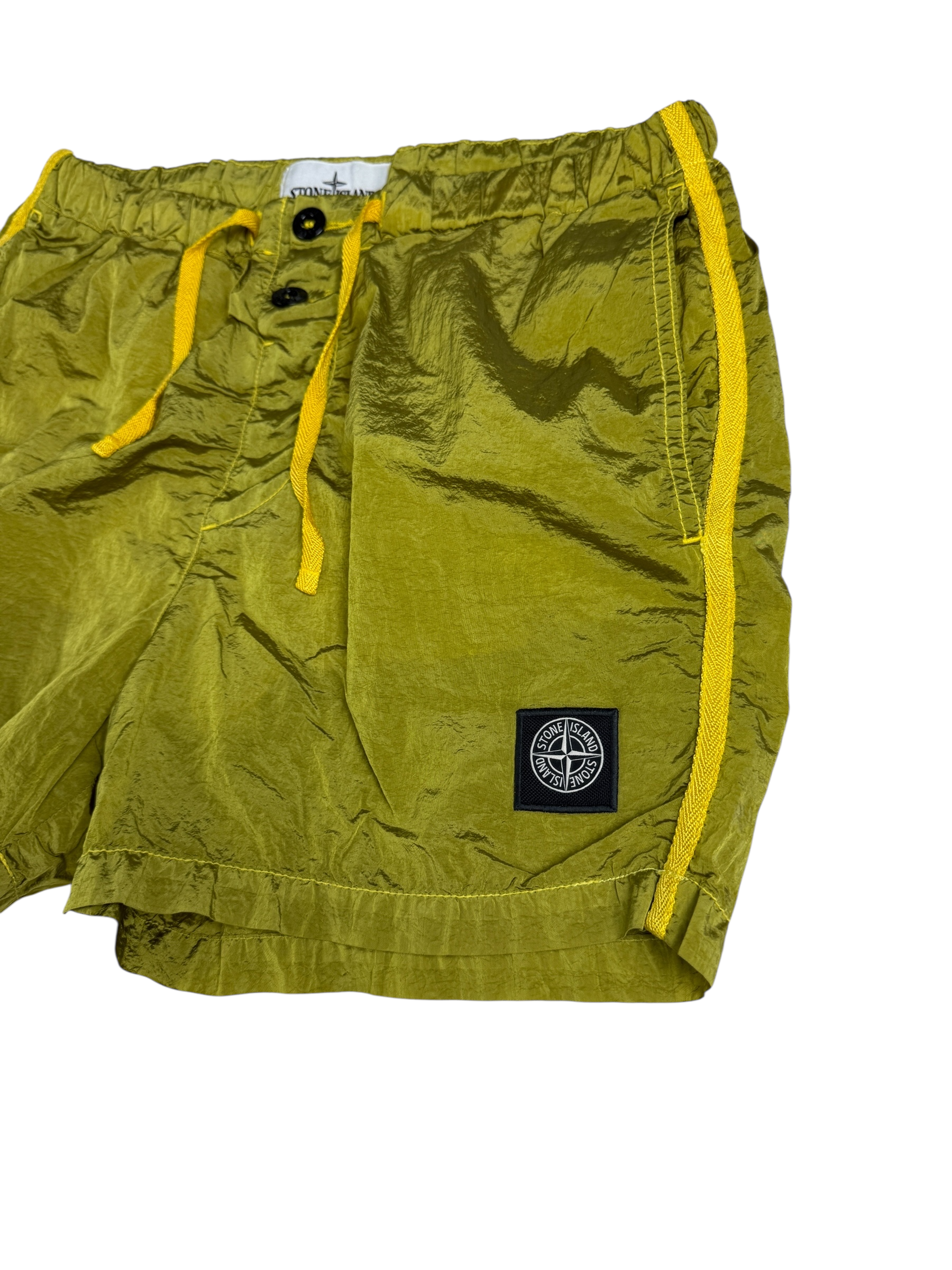 Short Stone Island jaune métallisé taille S - Détail