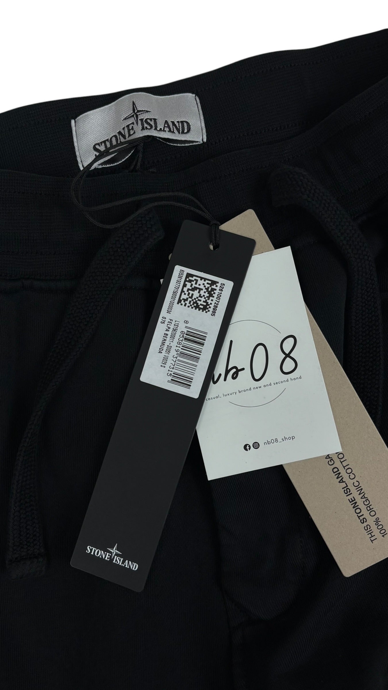 Short Stone Island noir taille S - Logo et étiquette