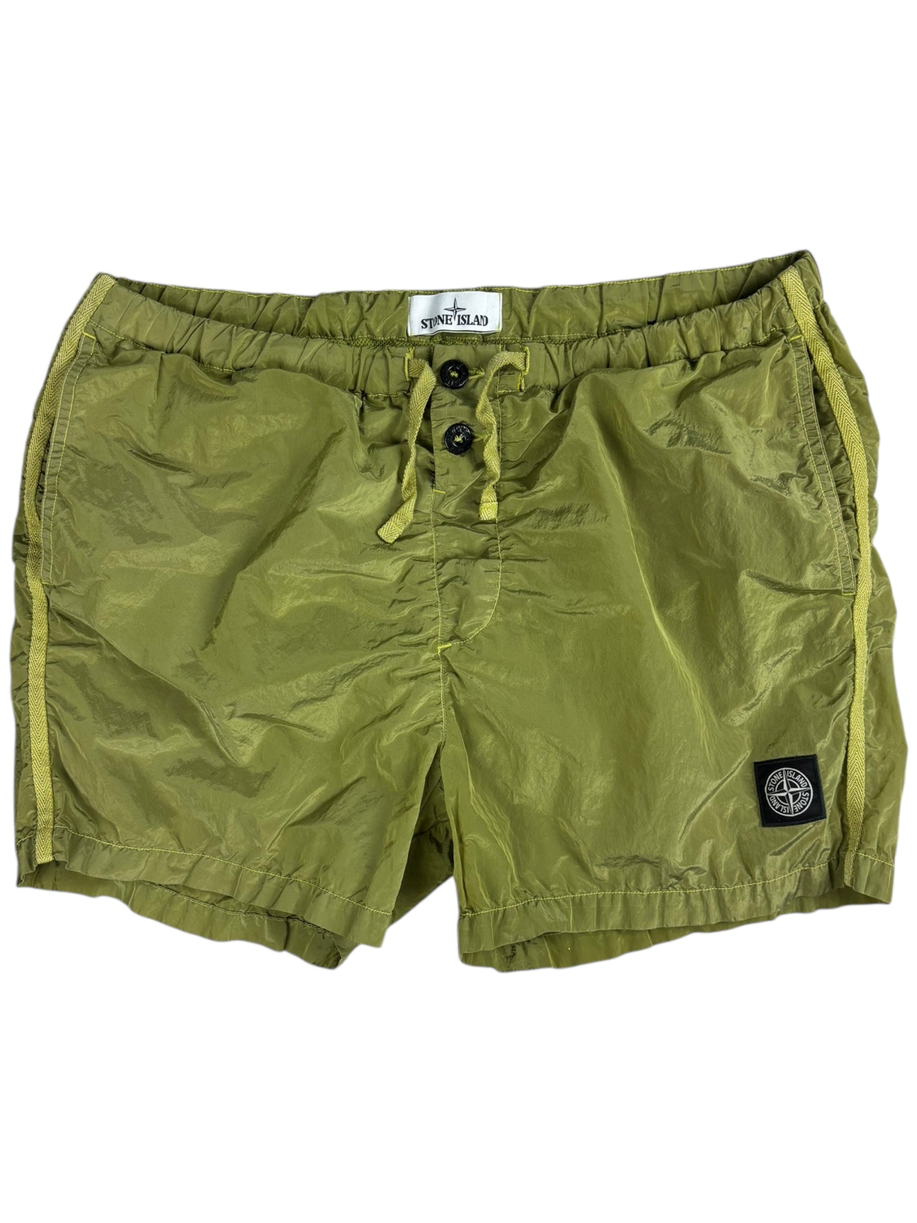 Short Stone Island vert métallisé taille L - Vue de face