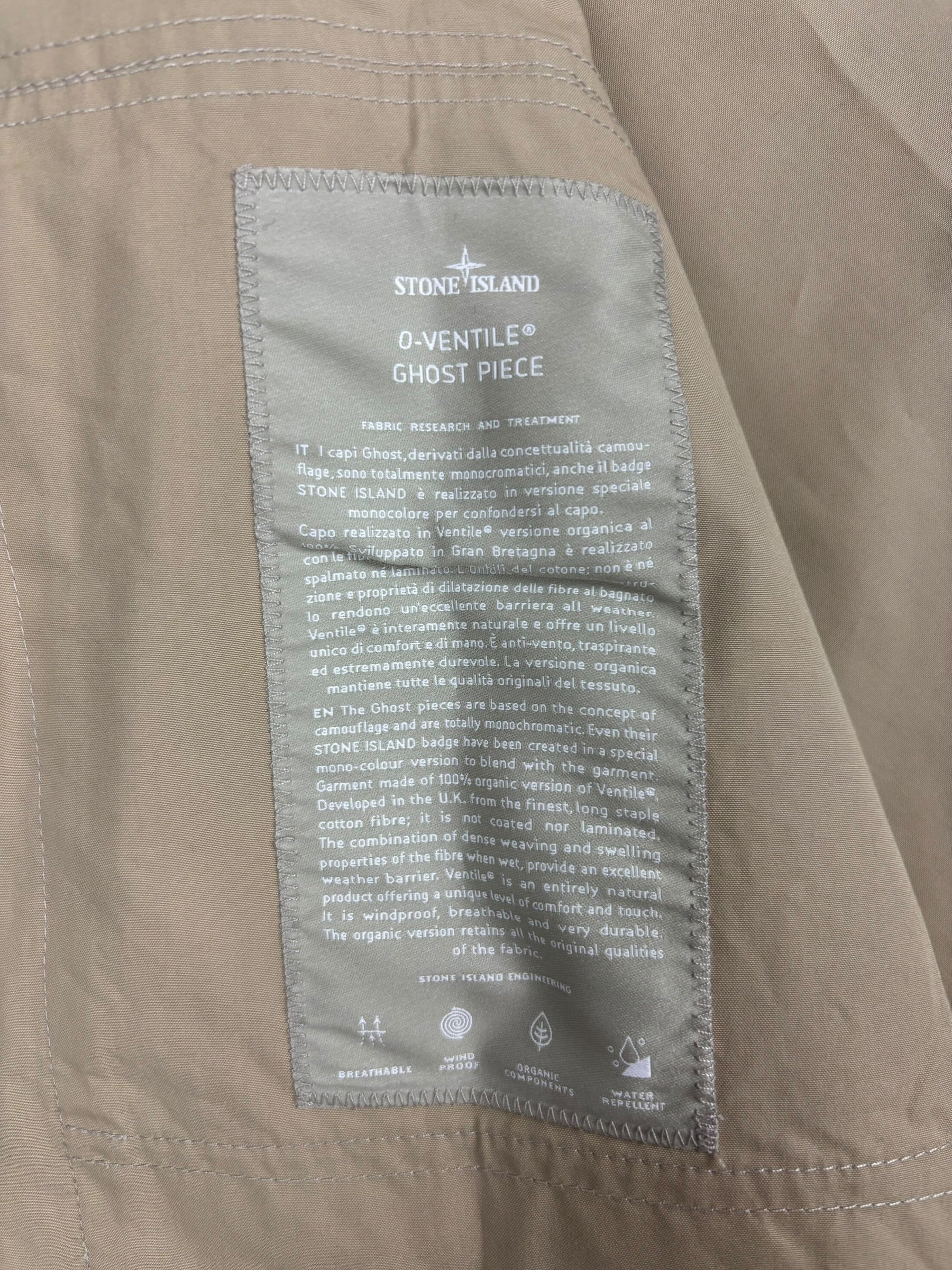 Surchemise Stone Island crème taille M - Logo et étiquette