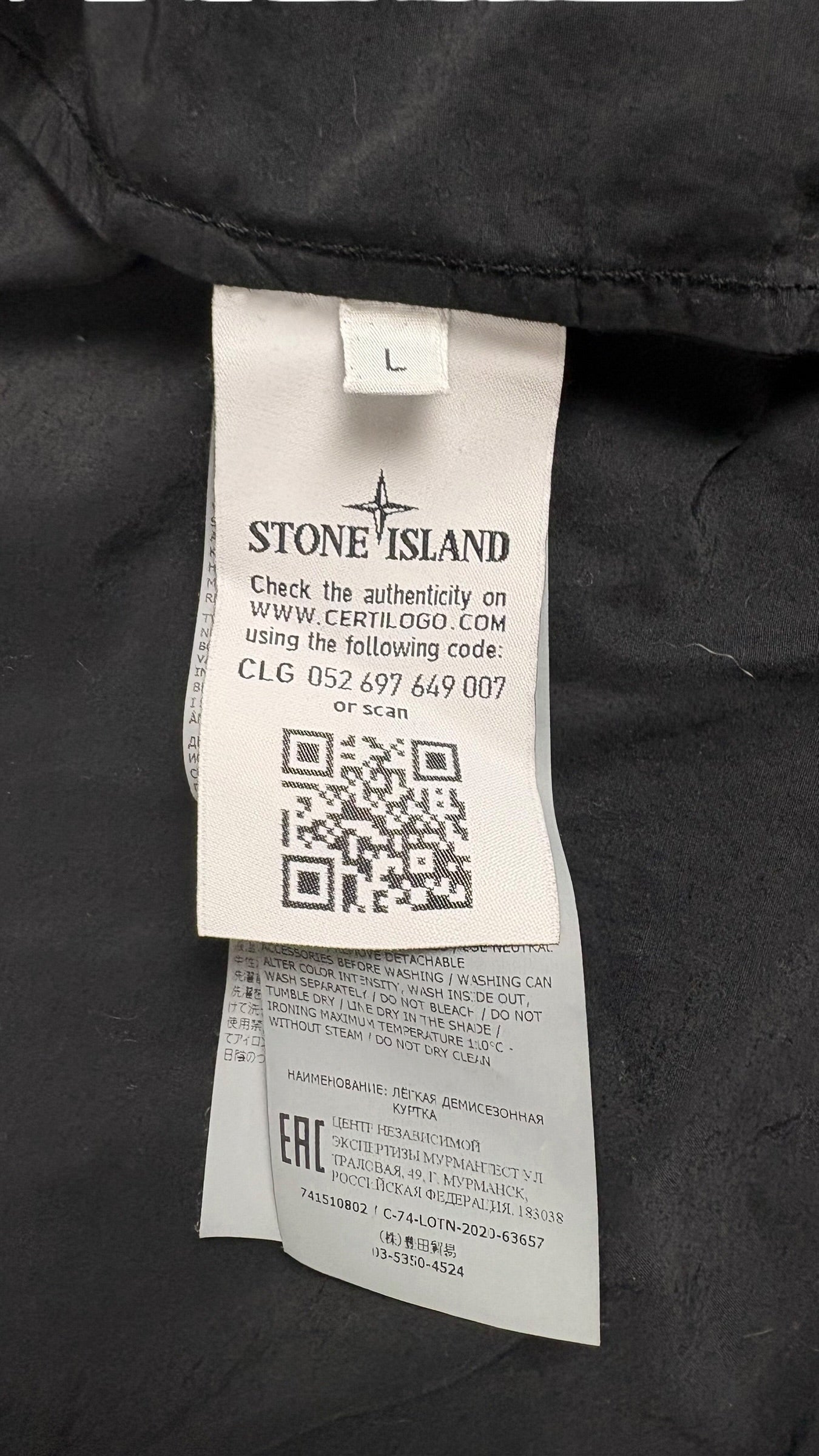 Surchemise Stone Island noir taille L - Détail