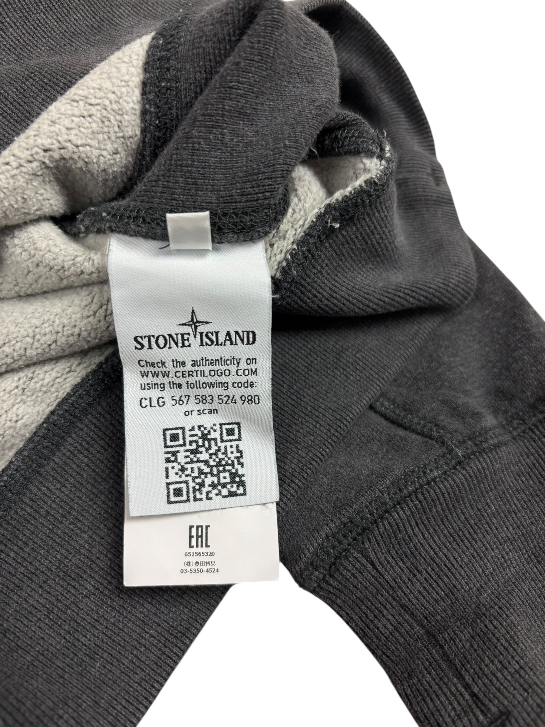 Sweat Stone Island gris taille S - Logo et étiquette