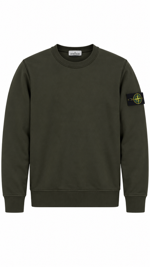 Sweat-shirt Crewneck Stone Island Organic Cotton Fleece Coal Grey - Gris - Neuf