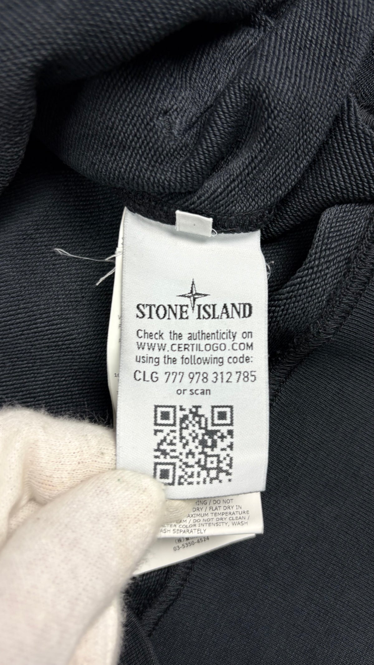 Sweat-shirt Hoodie Stone Island Cotton Fleece gris taille L, détail étiquettes et finitions — vue 5