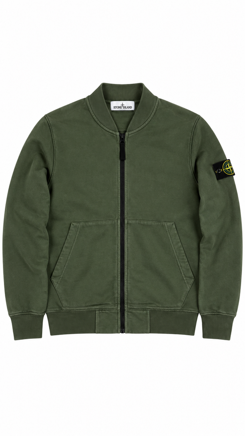 Sweat-shirt Zippé Stone Island Cotton Fleece - Kaki - Taille S
