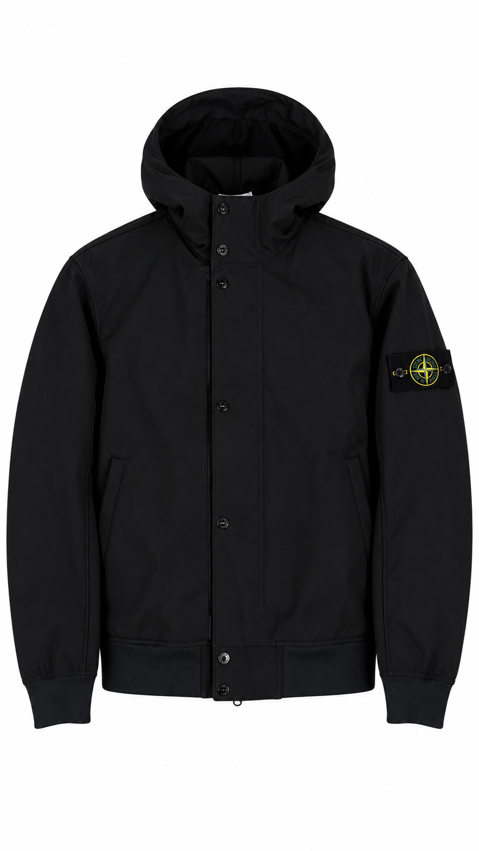 Veste à Capuche Stone Island Light Soft Shell-R e.Dye noir, neuve — vue 1