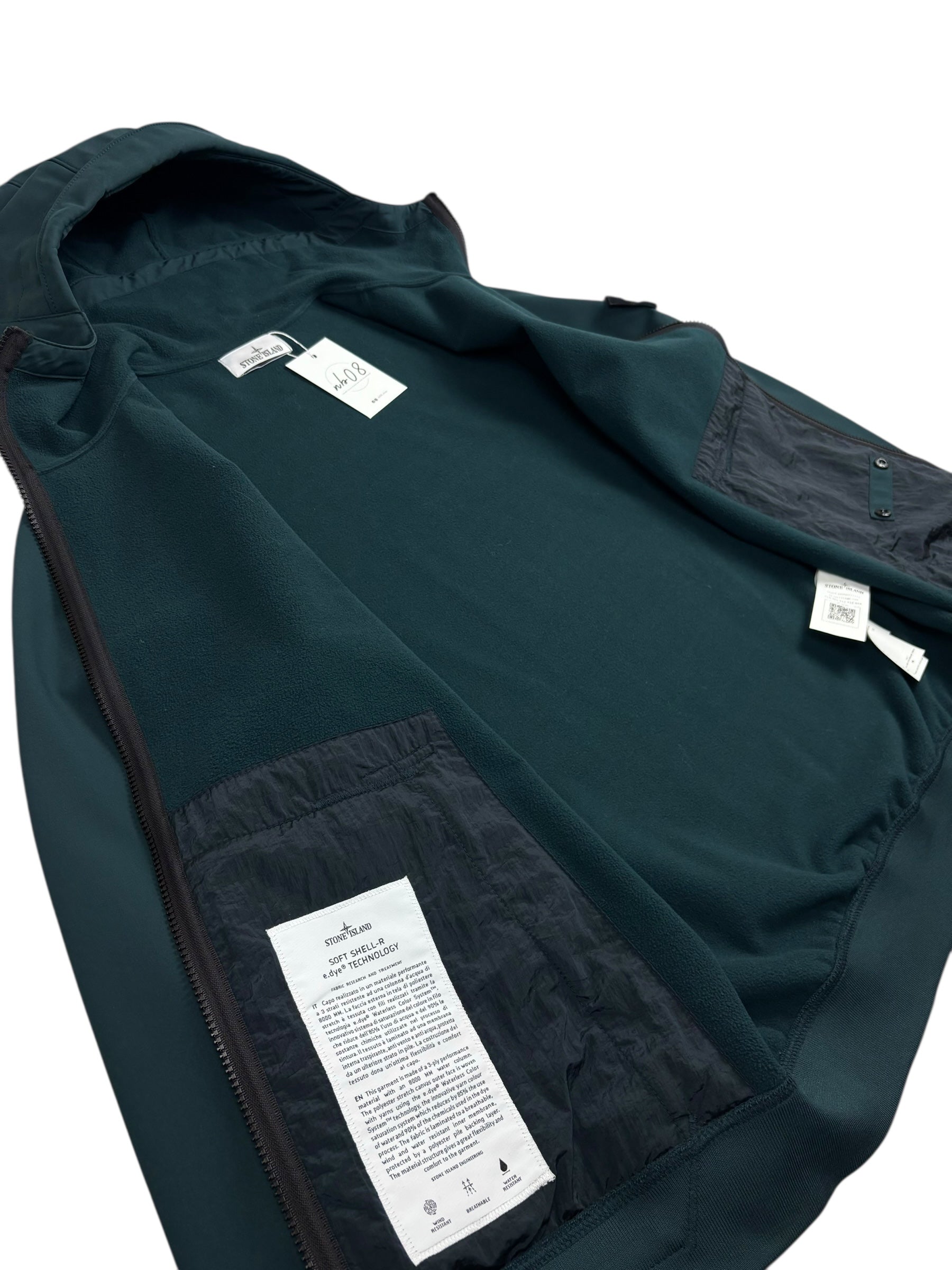 Veste Stone Island bleu pétrole taille L - Logo et étiquette