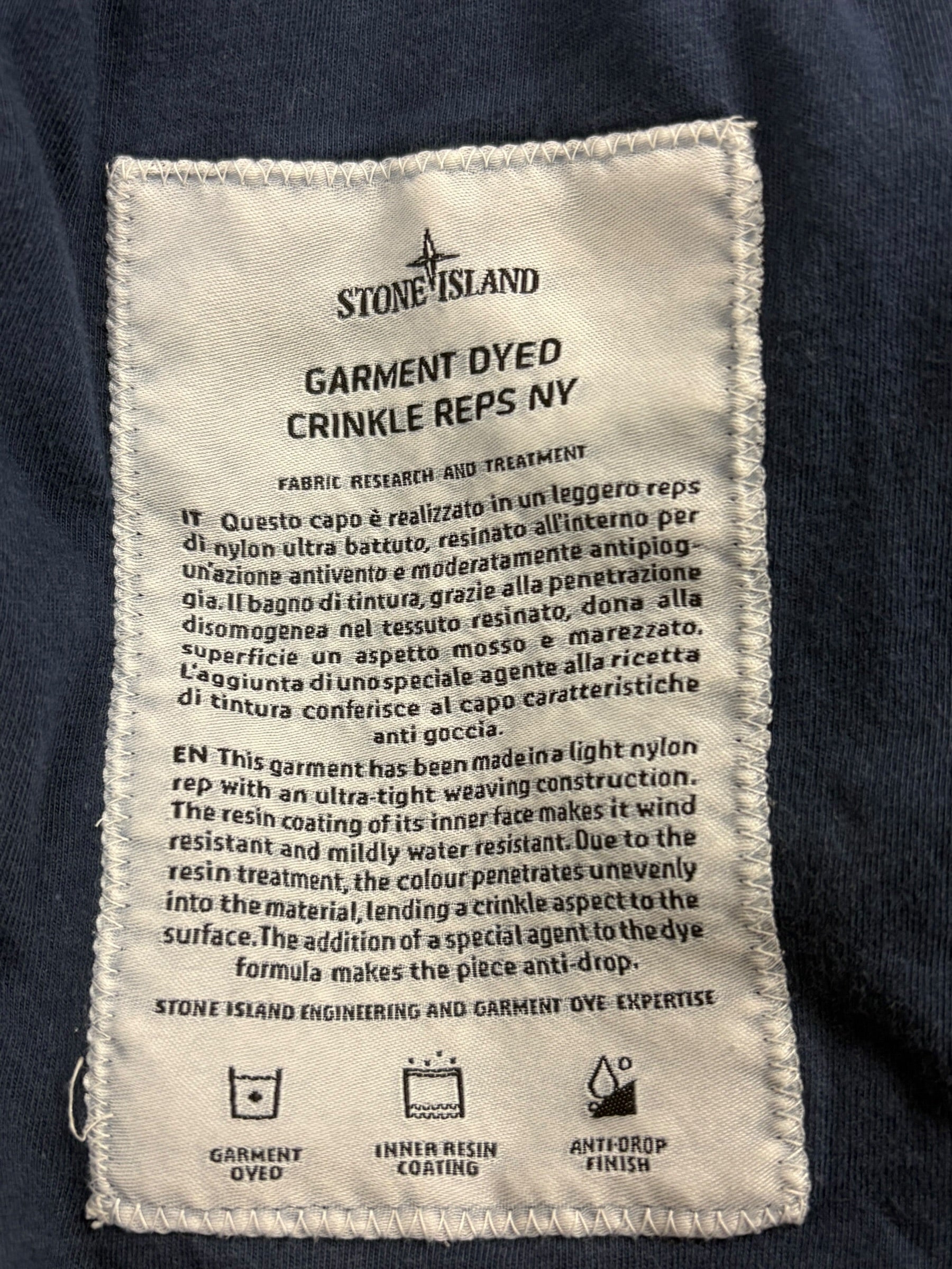 Veste Stone Island marine taille L - Logo et étiquette