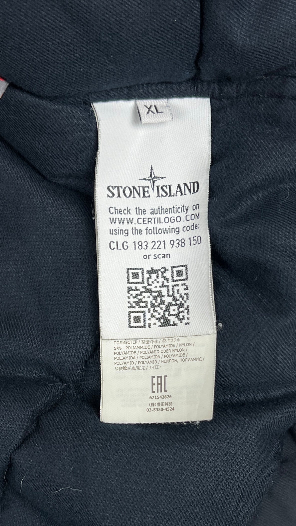 Veste Stone Island Micro Reps With Primaloft marine taille XL, détail étiquettes et finitions — vue 6