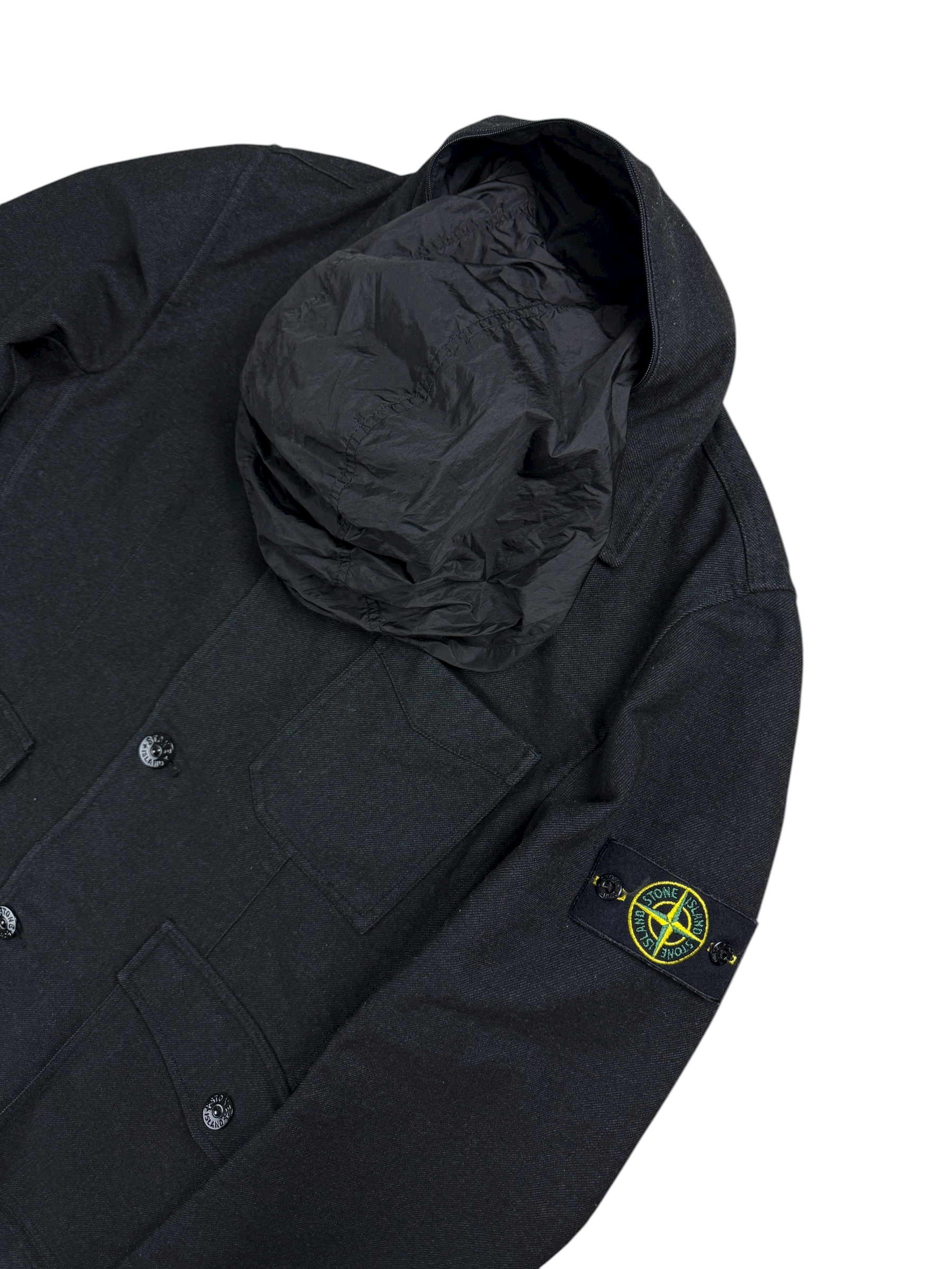Veste Stone Island noir taille L - Logo et étiquette