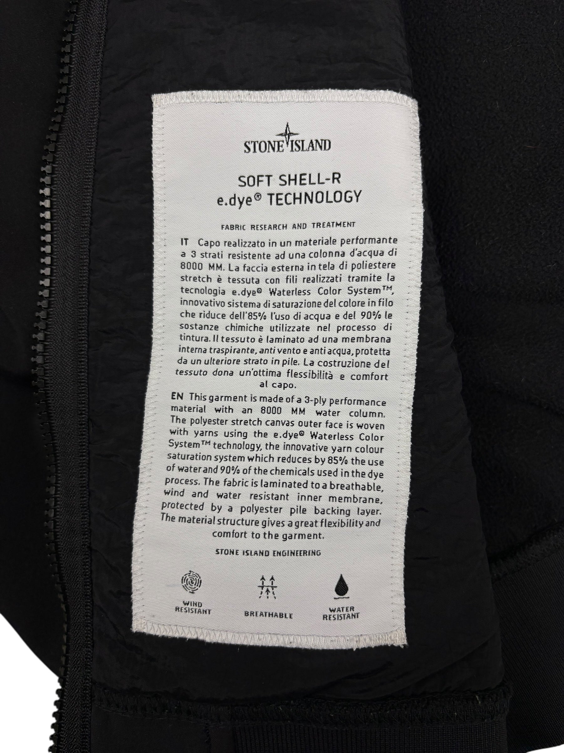 Veste Stone Island noir taille S - Logo et étiquette