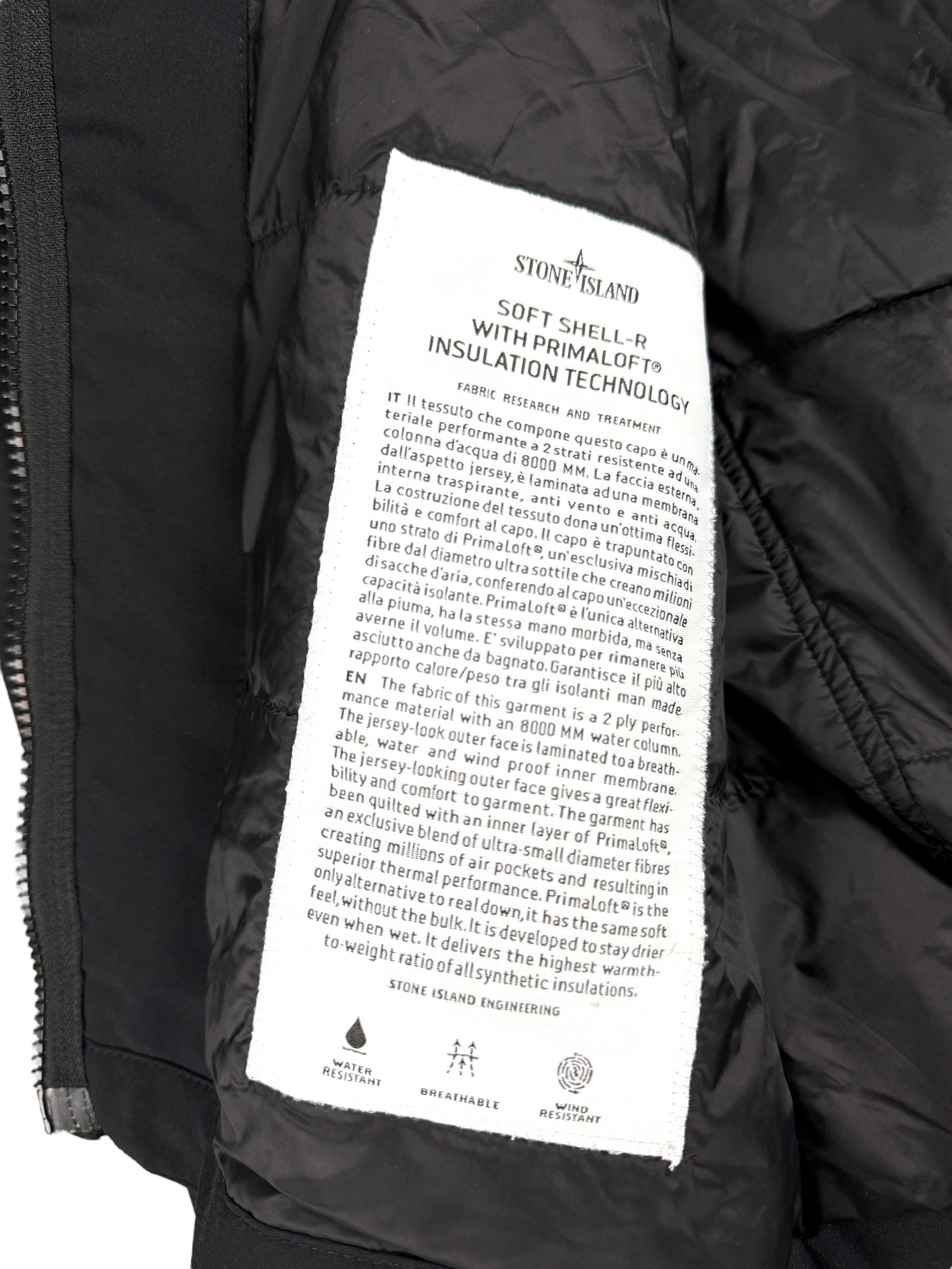 Veste Stone Island noir taille S - Logo et étiquette