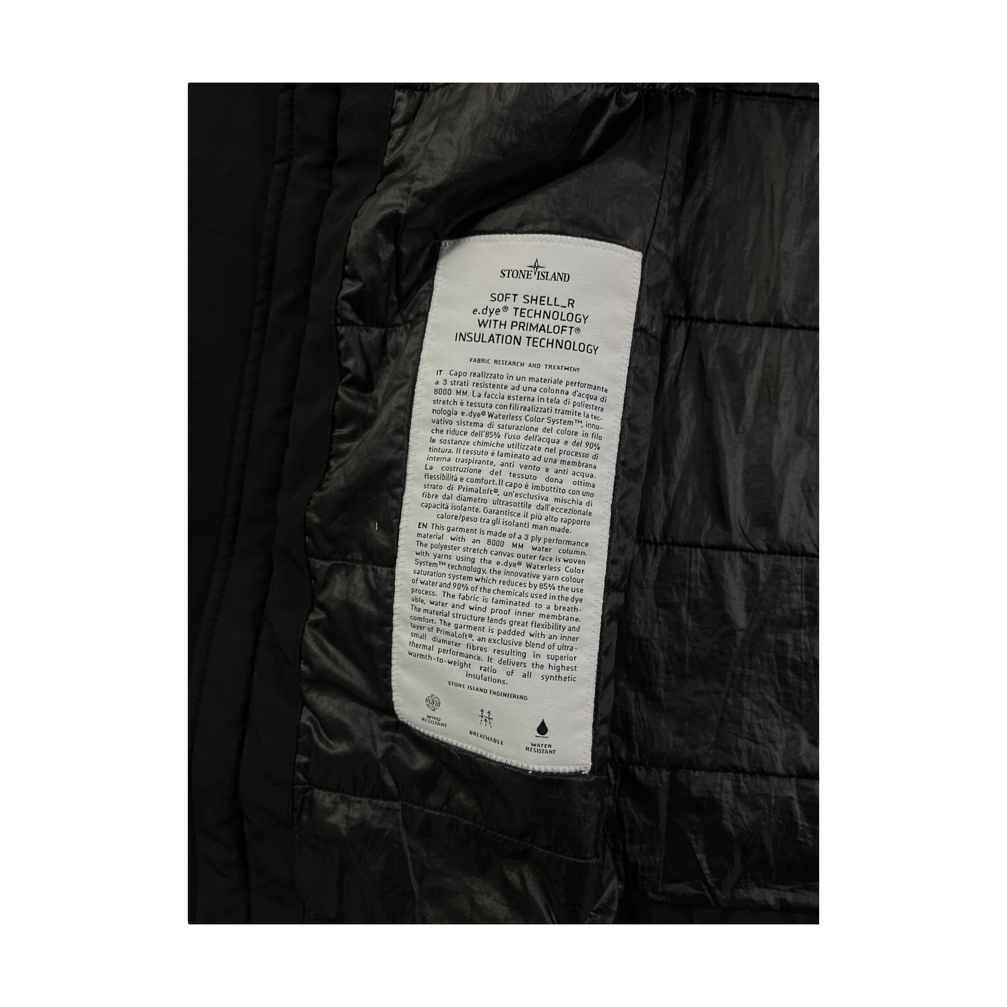 VESTE À CAPUCHE STONE ISLAND SOFT SHELL-R E.DYE TECHNOLOGY WITH PRIMALOFT INSULATION TECHNOLOGY - NB08