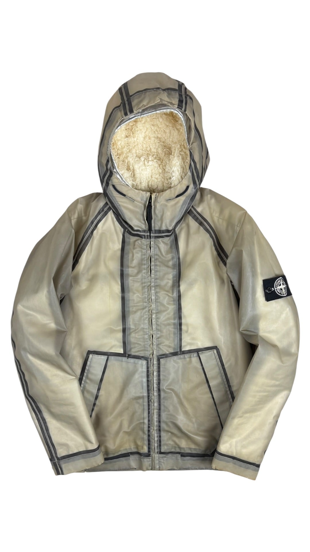 Veste Stone Island Poly Cover 4 EN 1 bleu / gris / crème taille S - Vue de face