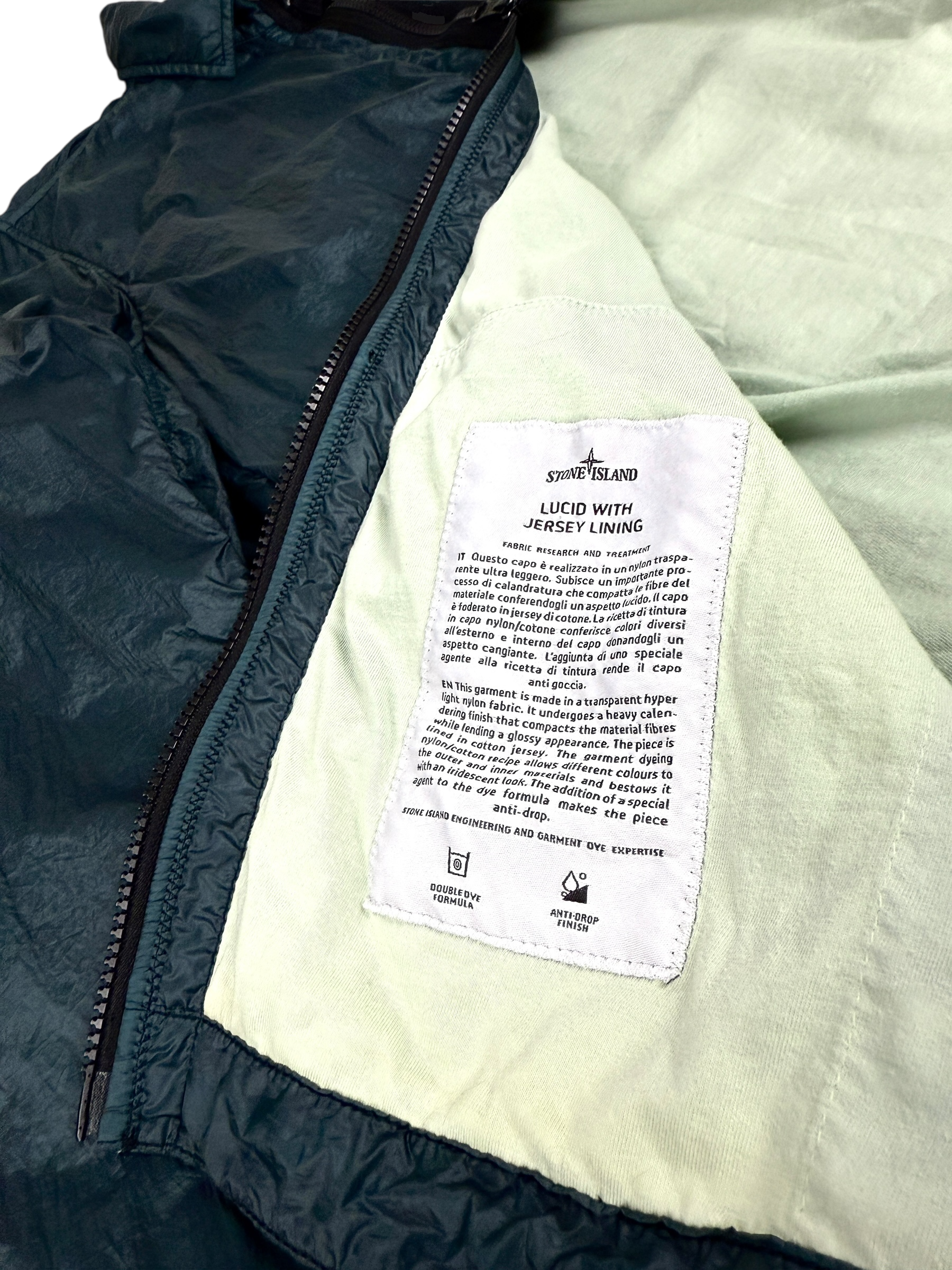 Veste Stone Island vert pétrole taille L - Logo et étiquette