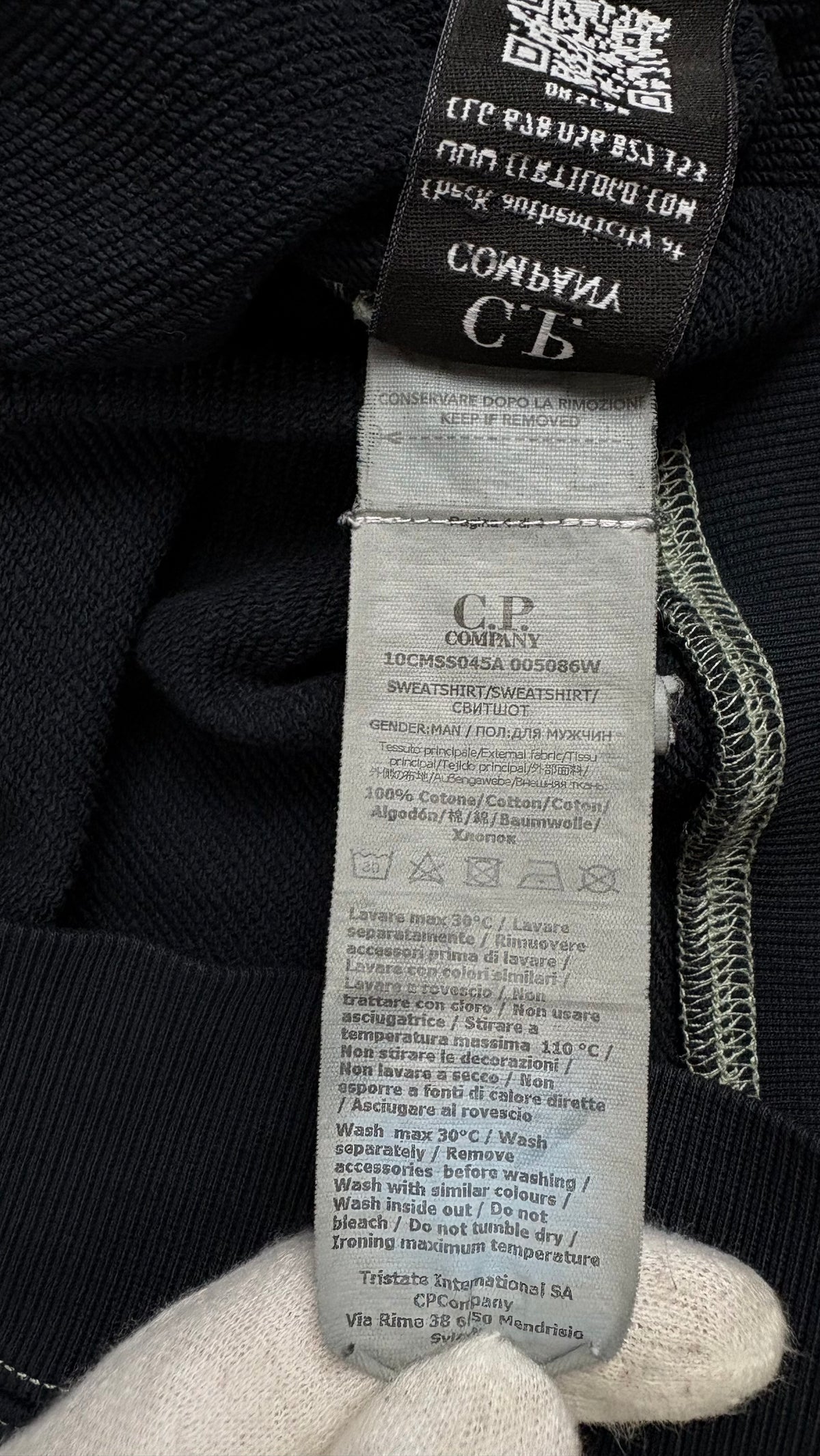 Sweat-shirt Crewneck C.P Company Lens Surpiqûres Contrastées Marine Taille M – photo complémentaire 4 – NB08 Shop