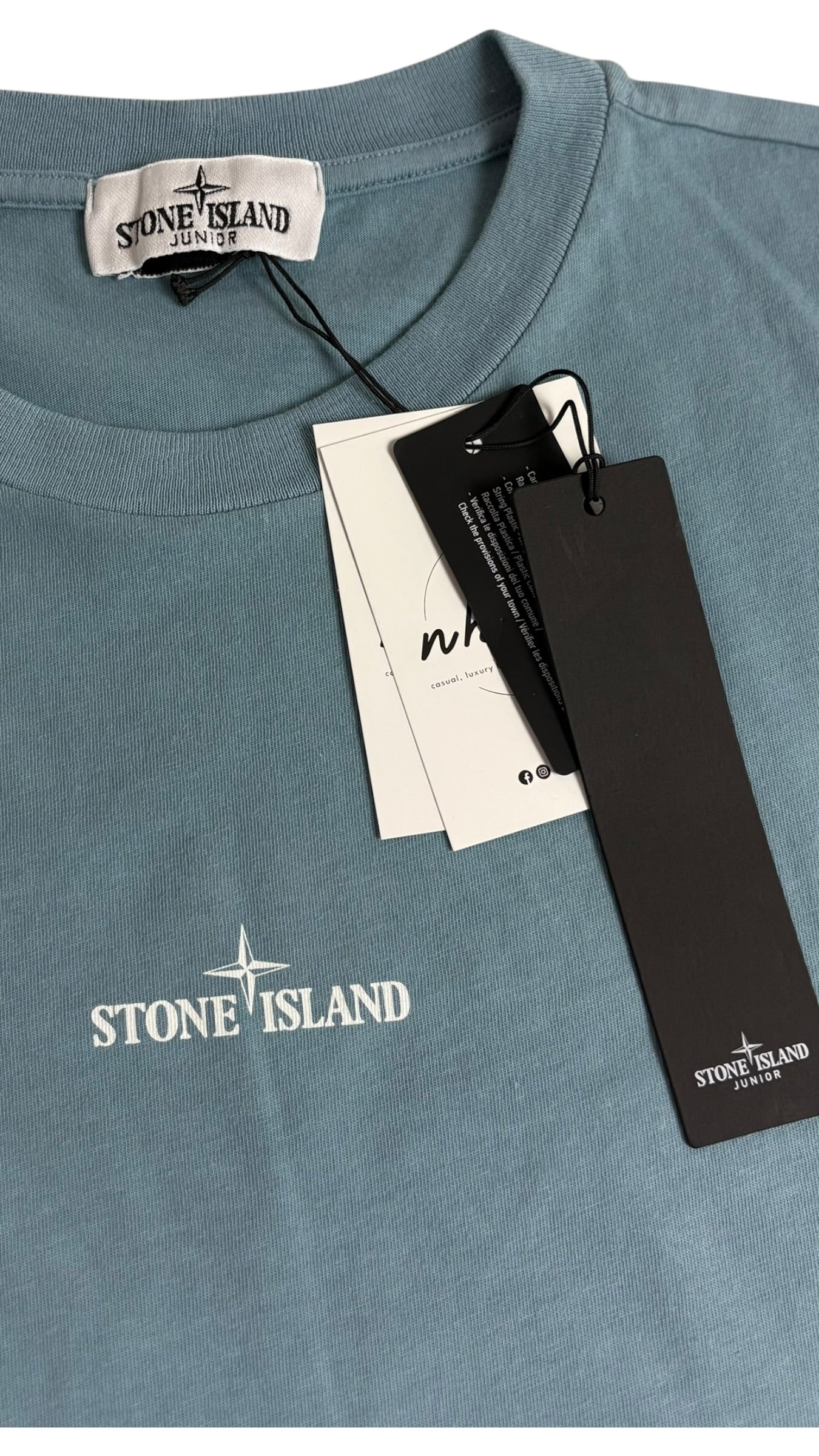 Tee-shirt Stone Island Junior bleu Collection 2026 - vue 3/4