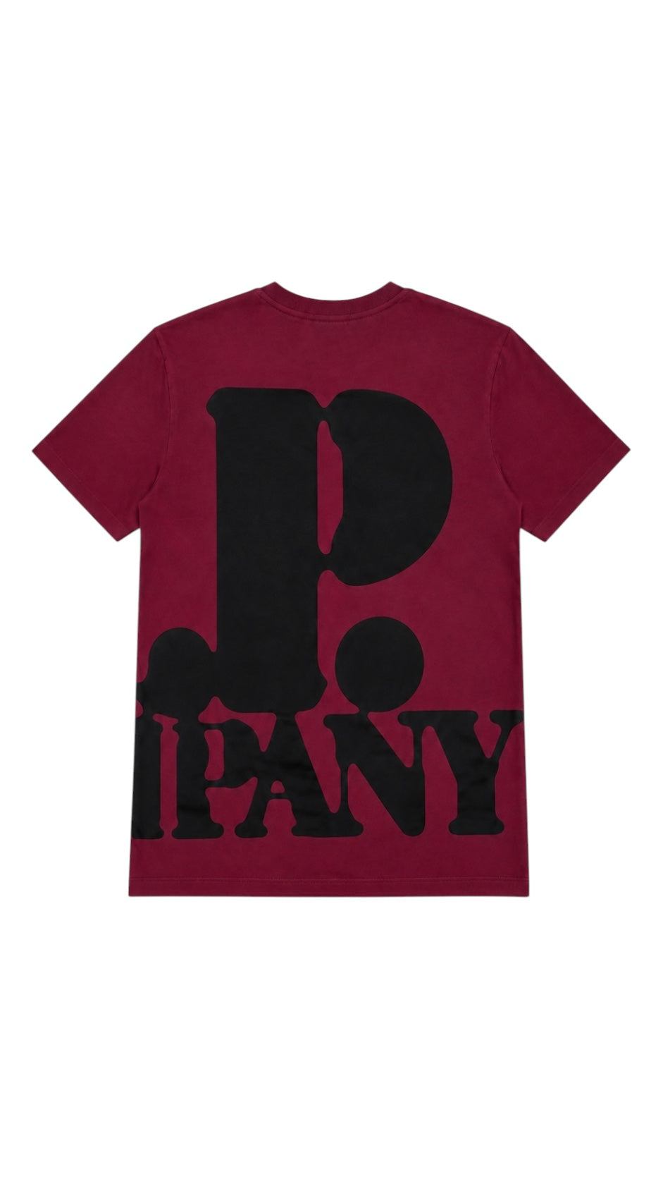 Tee-shirt C.P Company bordeaux vue de dos avec grand imprime noir C.P Company