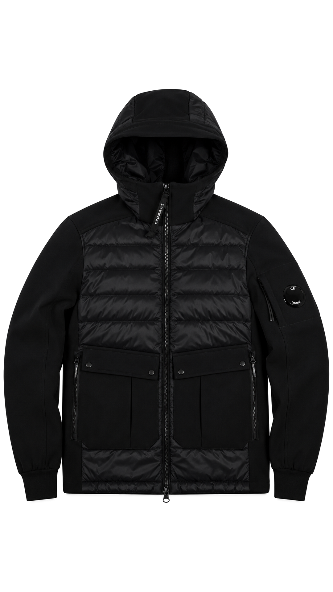 Veste Hybride à Capuche C.P Company Junior Shell-R Noir Taille 12 ans – vue de face – NB08 Shop