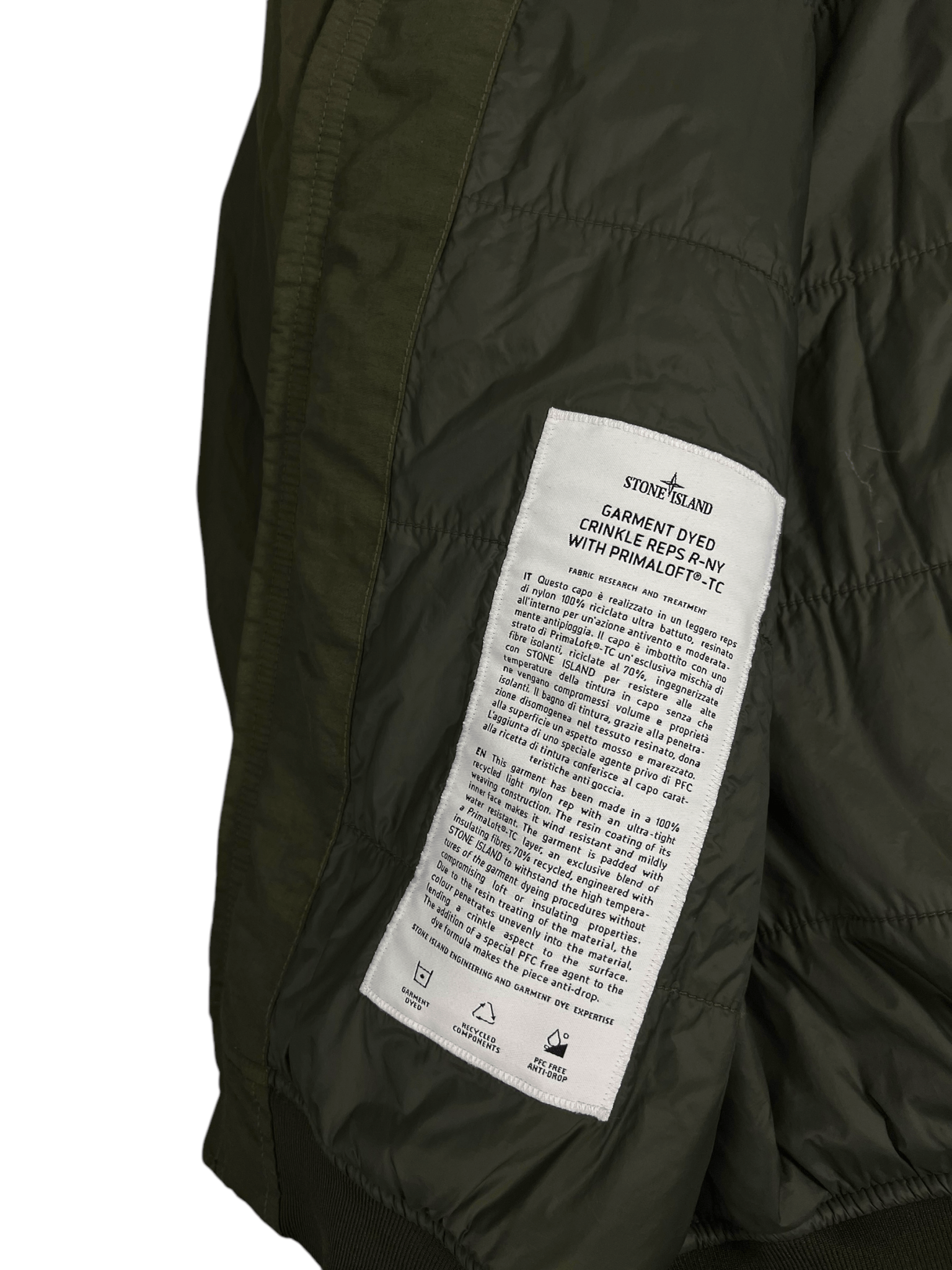VESTE STONE ISLAND GARMENT DYED CRINKLE REPS R - NY WITH PRIMALOFT - TC - NB08 SHOP