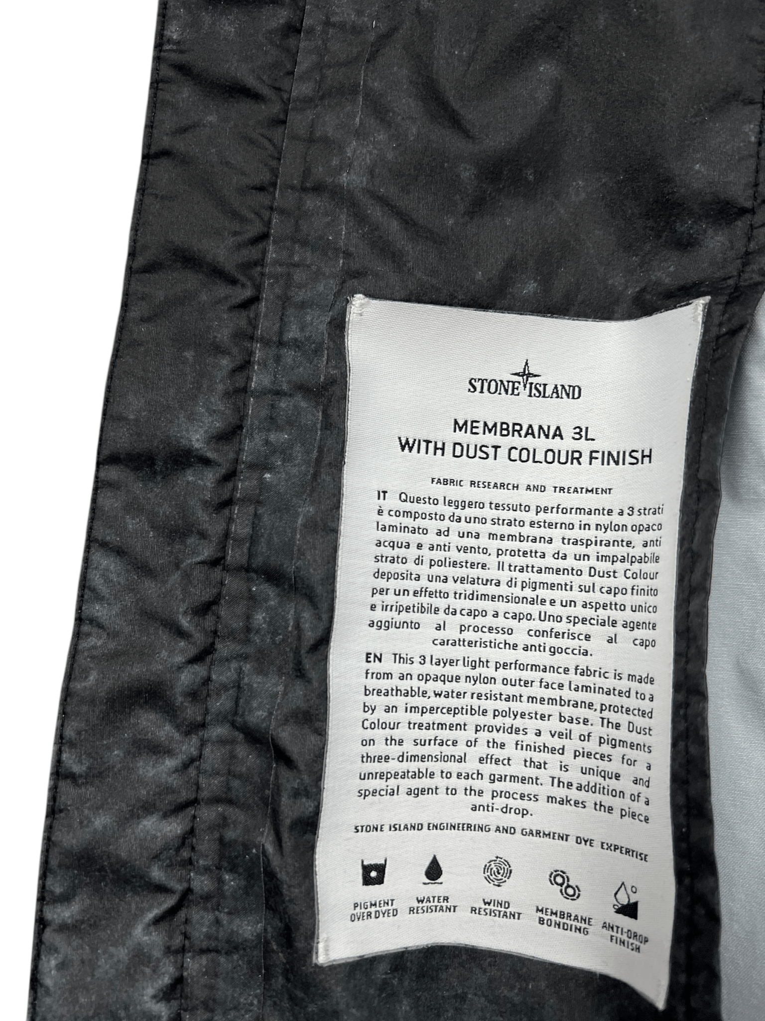 VESTE STONE ISLAND MEMBRANA 3L WHITH DUST COLOUR FINISH - NB08 SHOP
