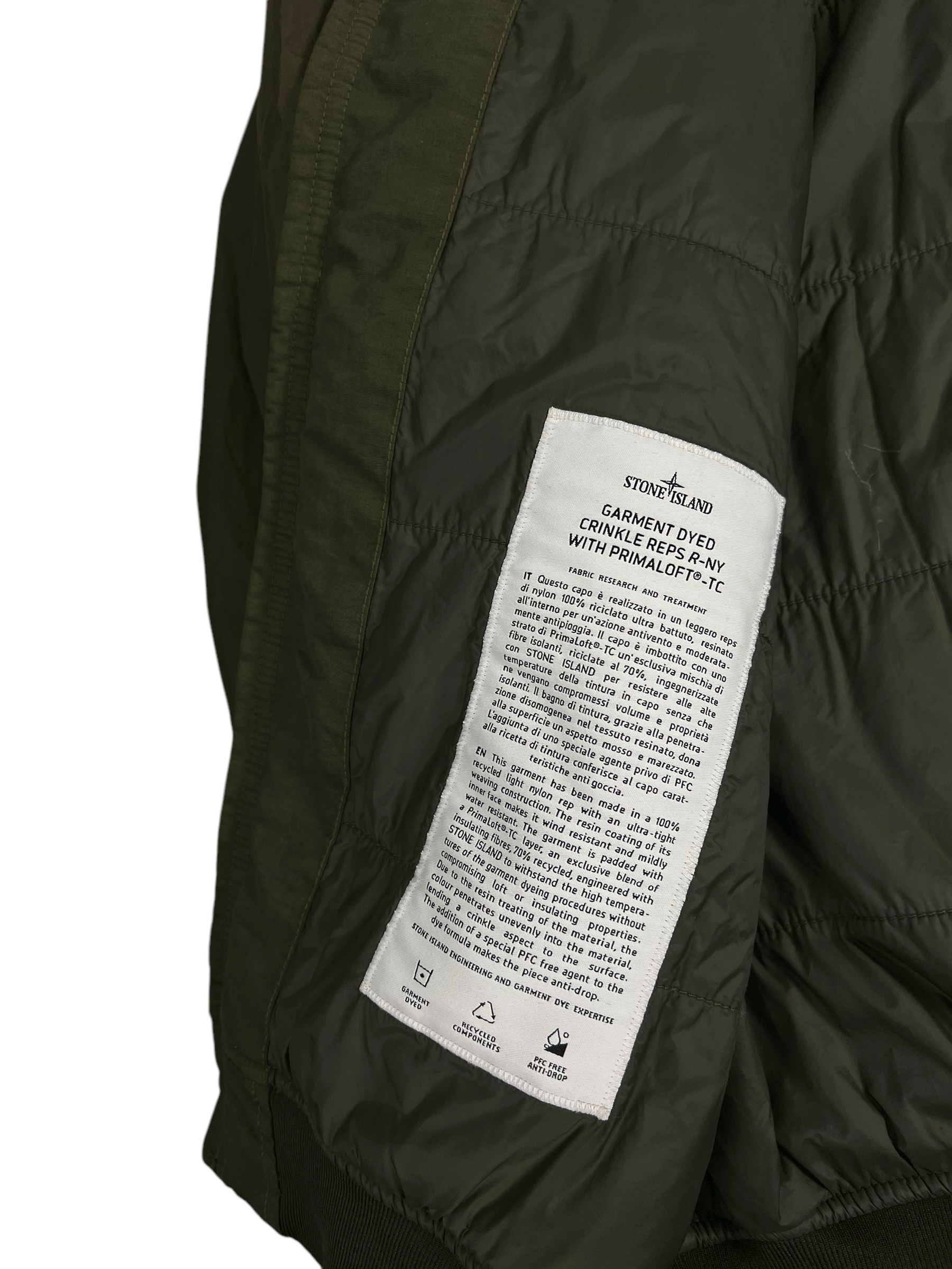 VESTE STONE ISLAND GARMENT DYED CRINKLE REPS R-NY WITH PRIMALOFT-TC