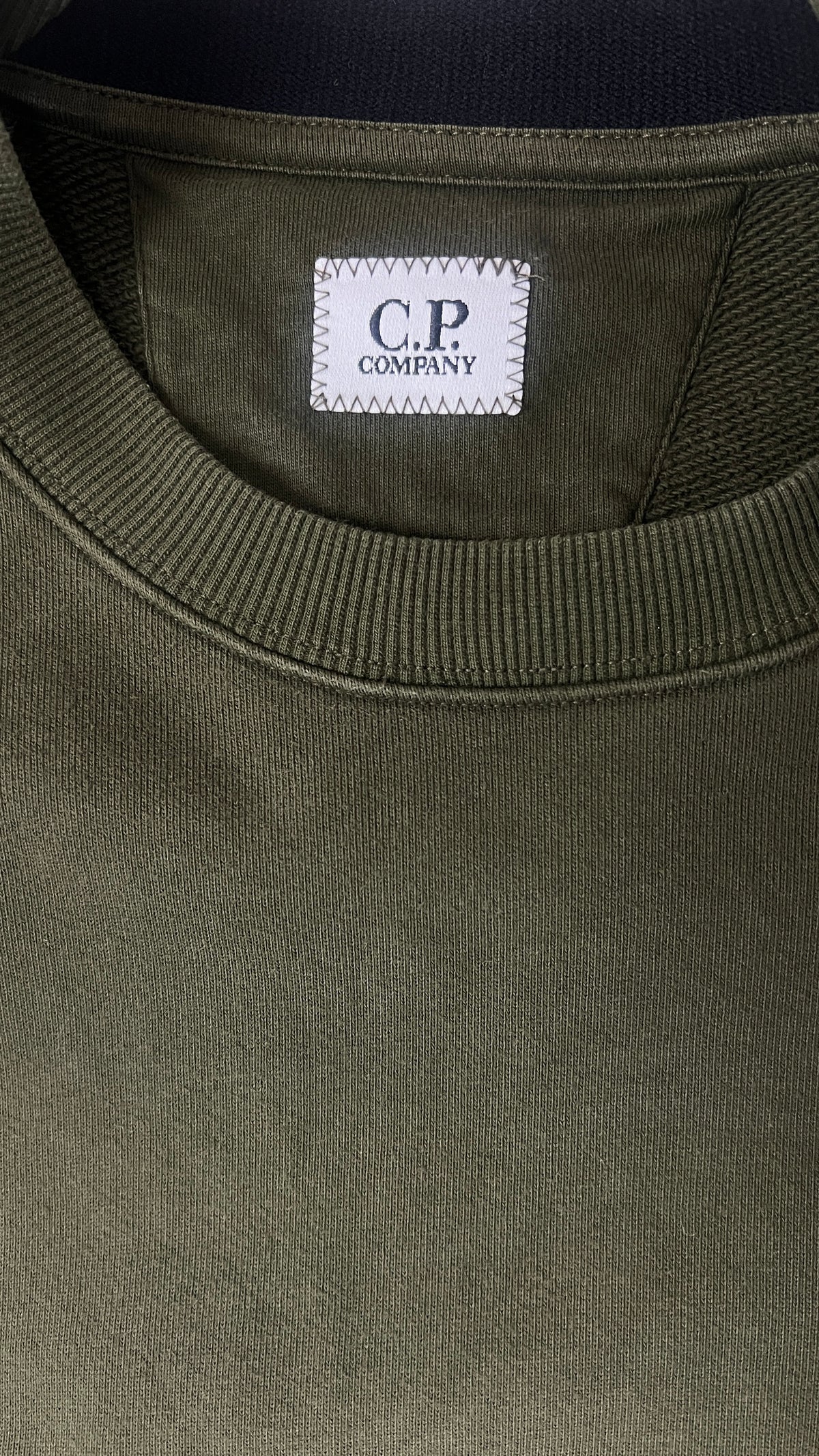 Sweat-shirt Crewneck C.P Company Diagonal Raised Fleece Lens, Kaki, Taille L — photographie complémentaire 4
