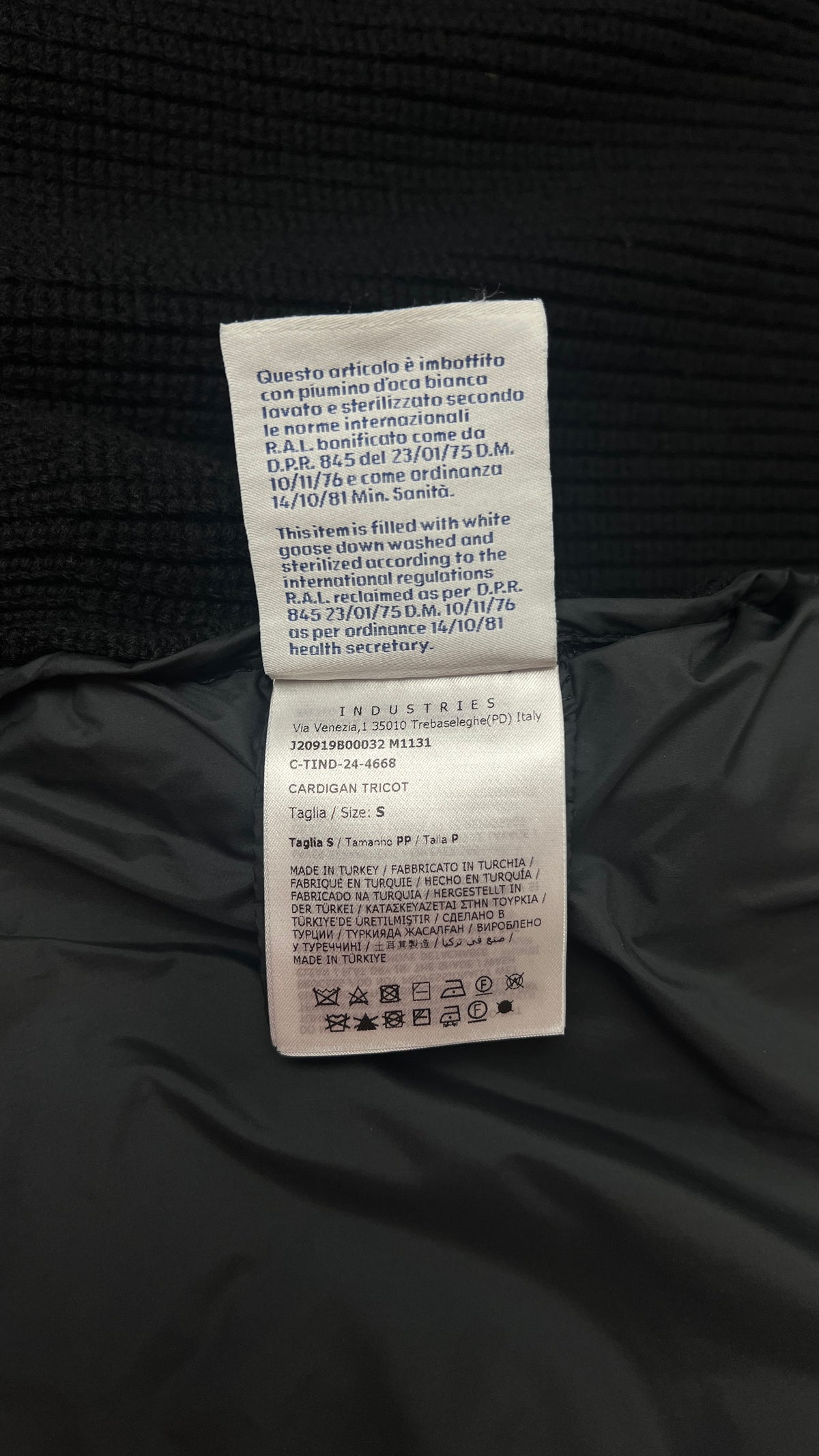 Cardigan Zippé Moncler Matelassé en Laine, Noir, Taille S — photographie complémentaire 6