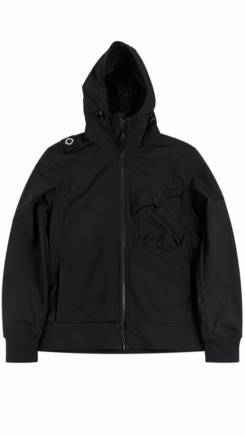 Ma.Strum Soft Shell Hooded Jacket - Black - Size S