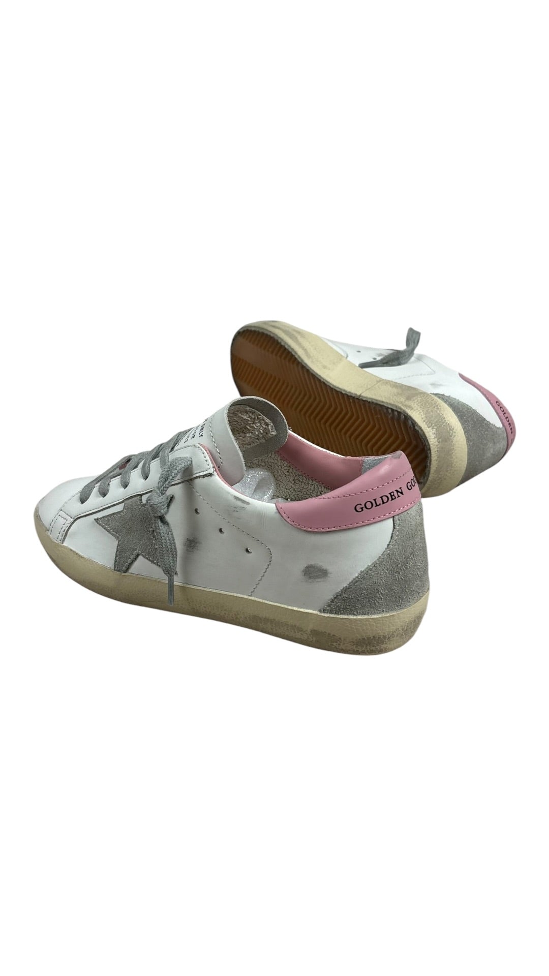 Sneakers Golden Goose Super-Star femme cuir blanc rose clair neuf - vue 4/4