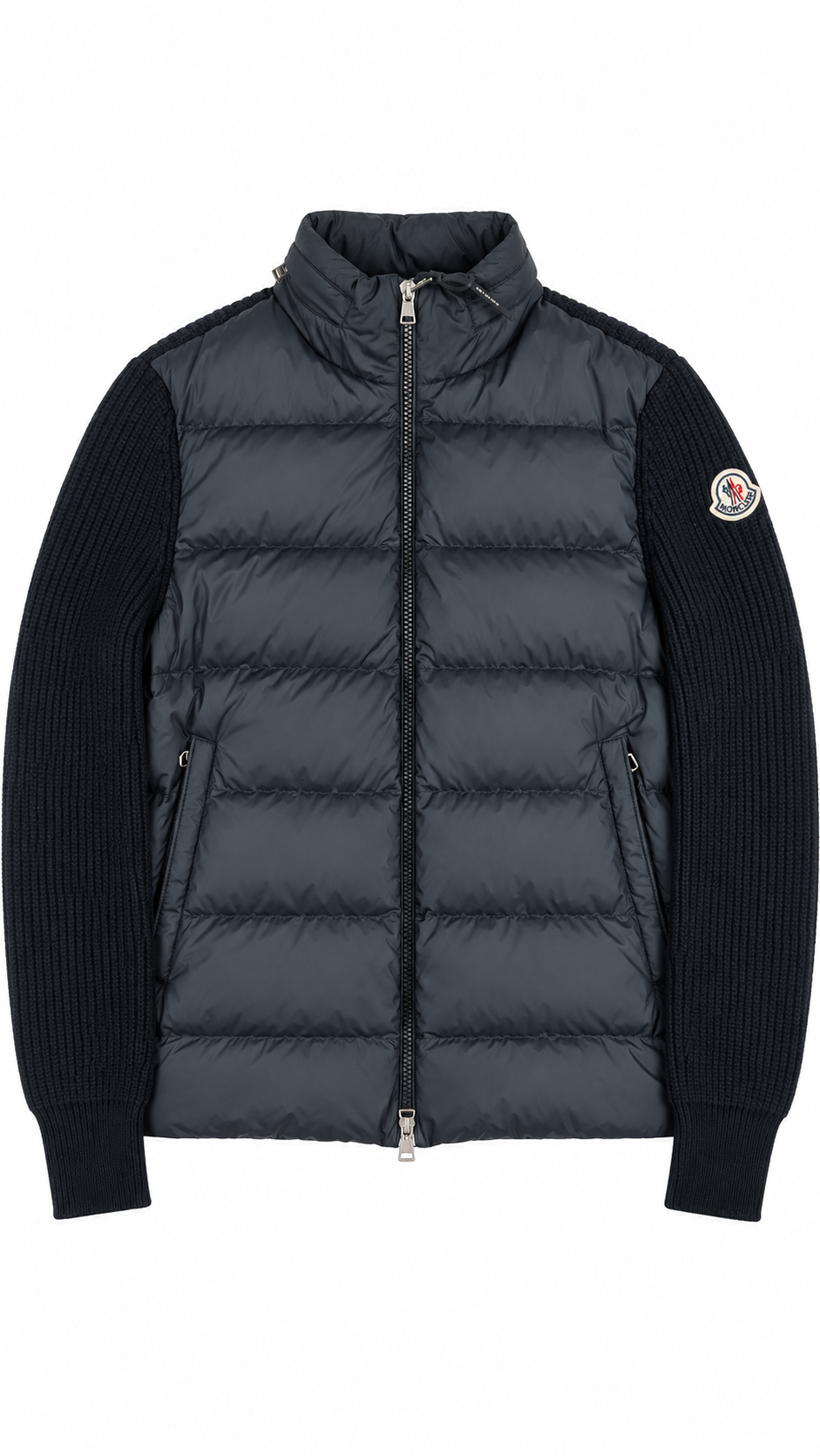 Cardigan Zippé Moncler Matelassé en Laine, Noir, Taille S — photographie principale