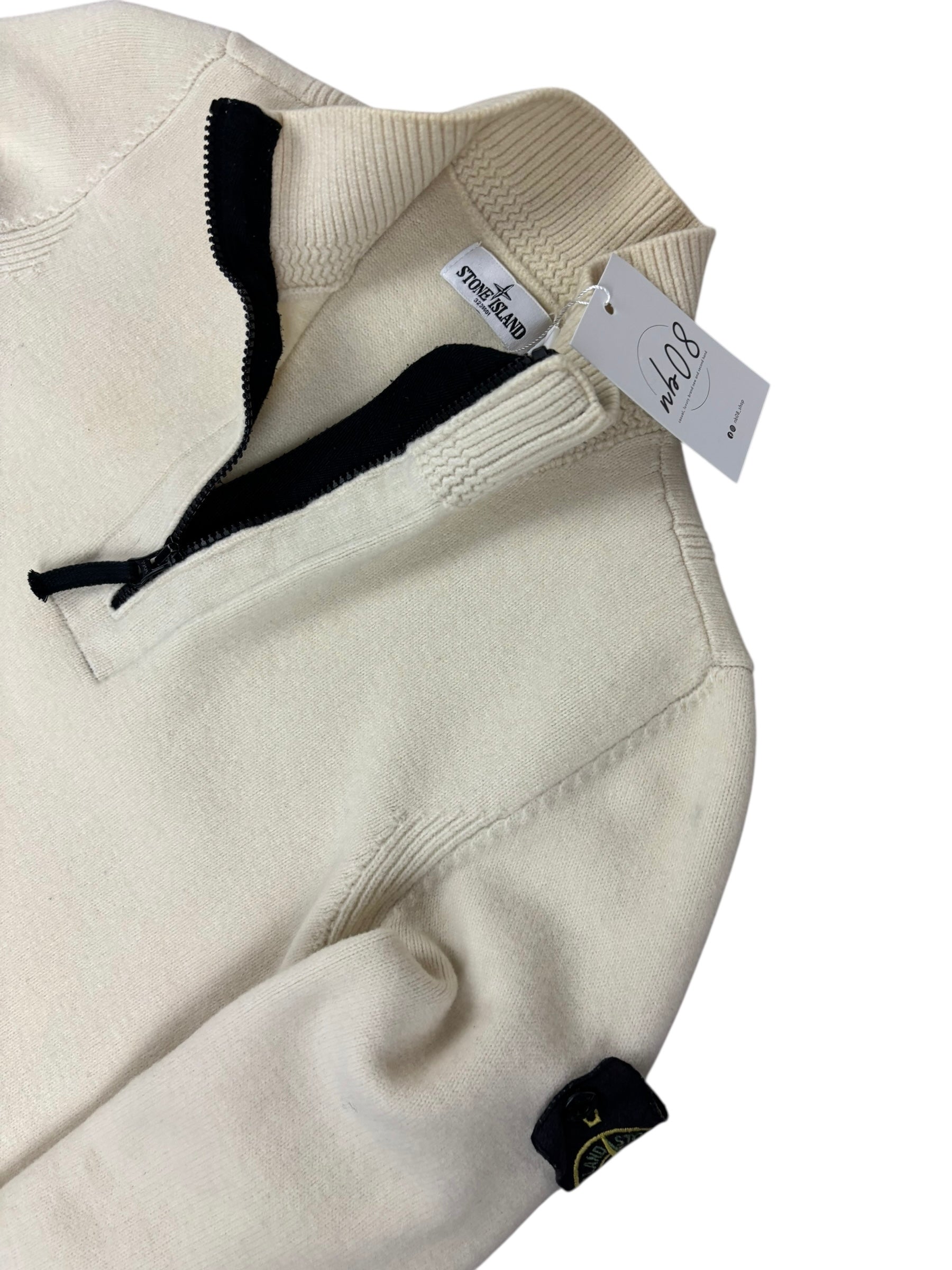 PULL ZIPPÉ STONE ISLAND - CRÈME - TAILLE S