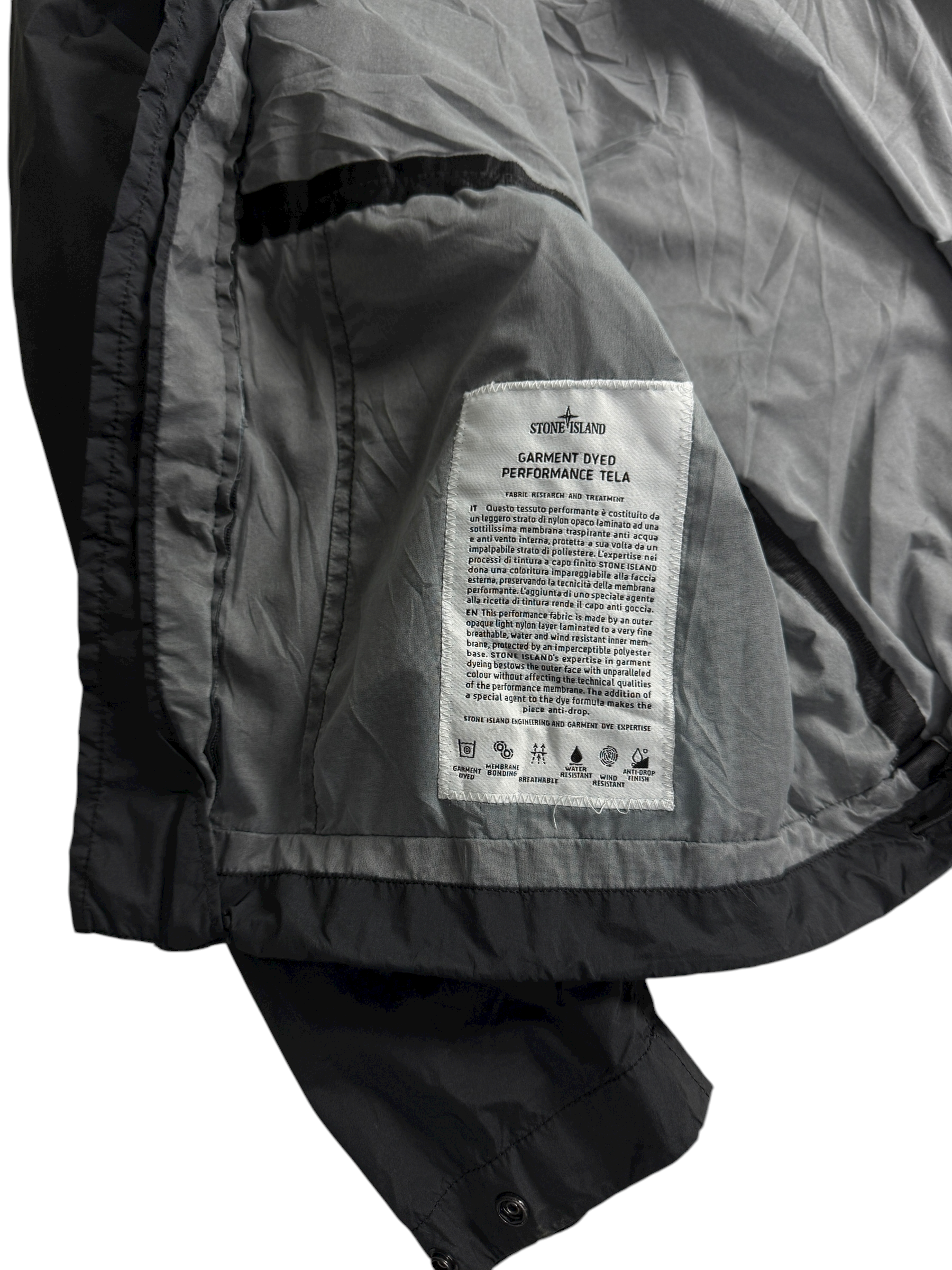 VESTE STONE ISLAND GARMENT DYED PERFORMANCE TELA  - NOIR - TAILLE M