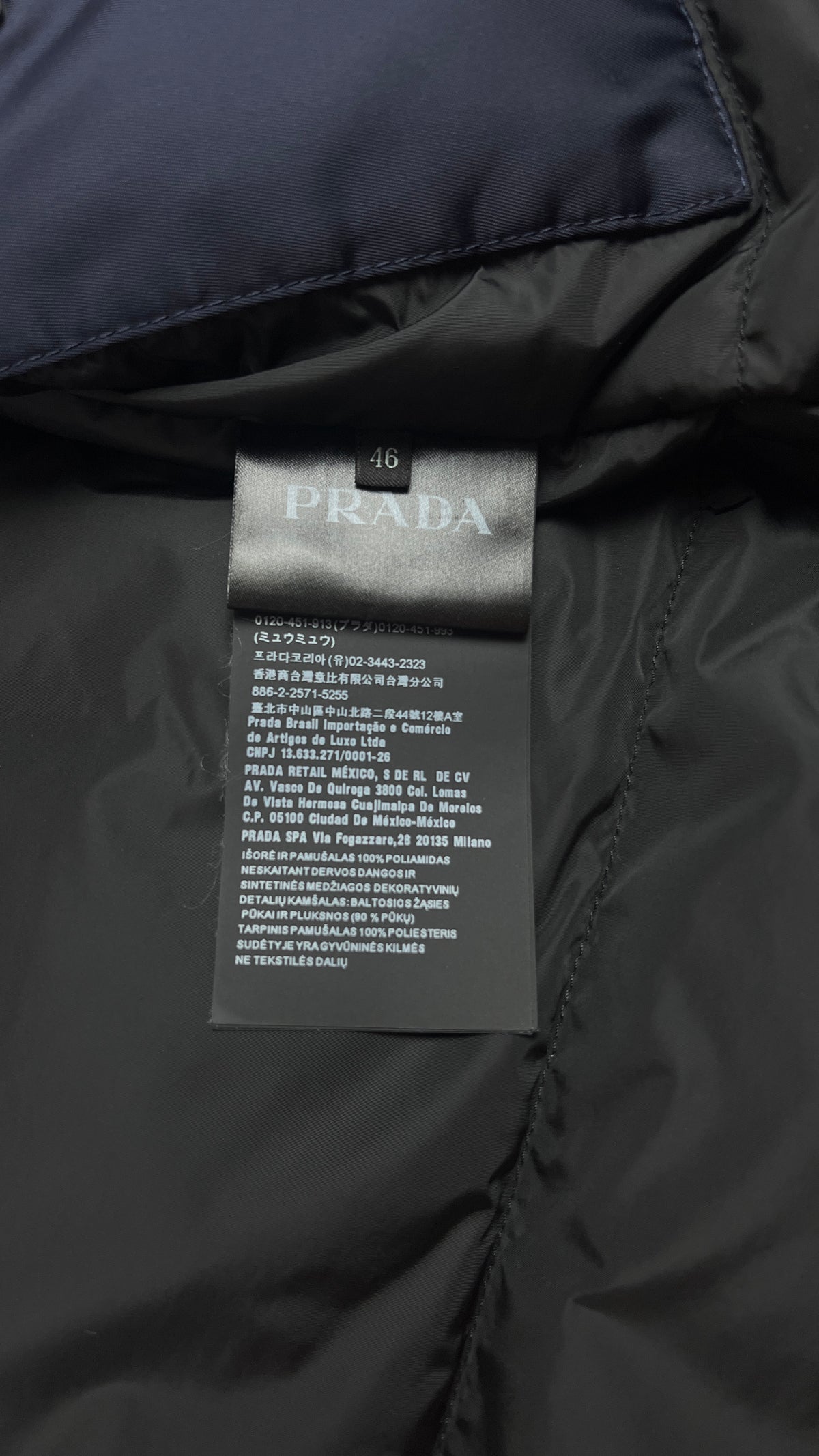 Gilet Doudoune Sans Manches Prada en Nylon, Marine, Taille 46 — photographie complémentaire 5