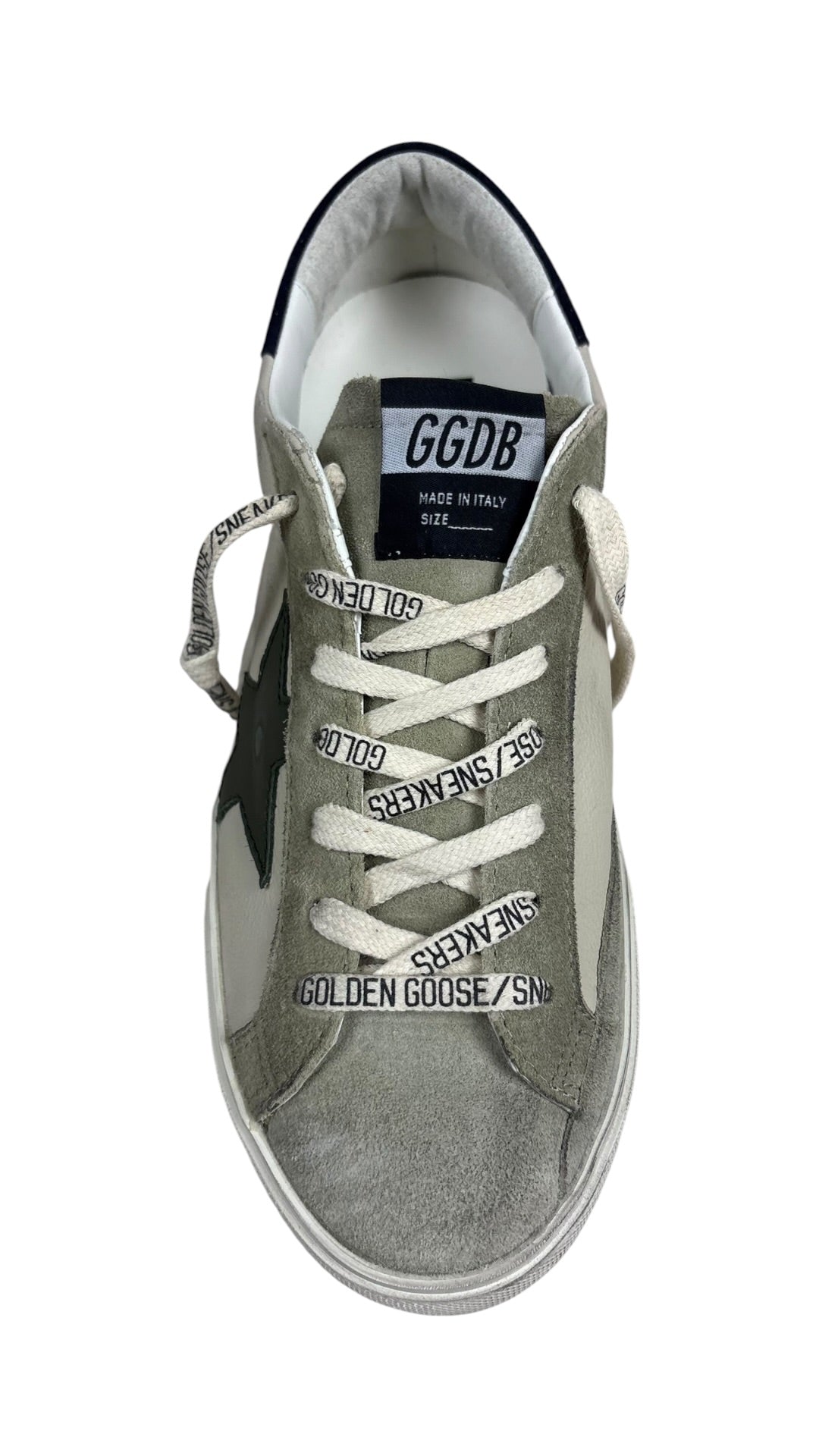Sneakers Golden Goose Super-Star nappa et daim crème gris olive neuf - vue 2/4