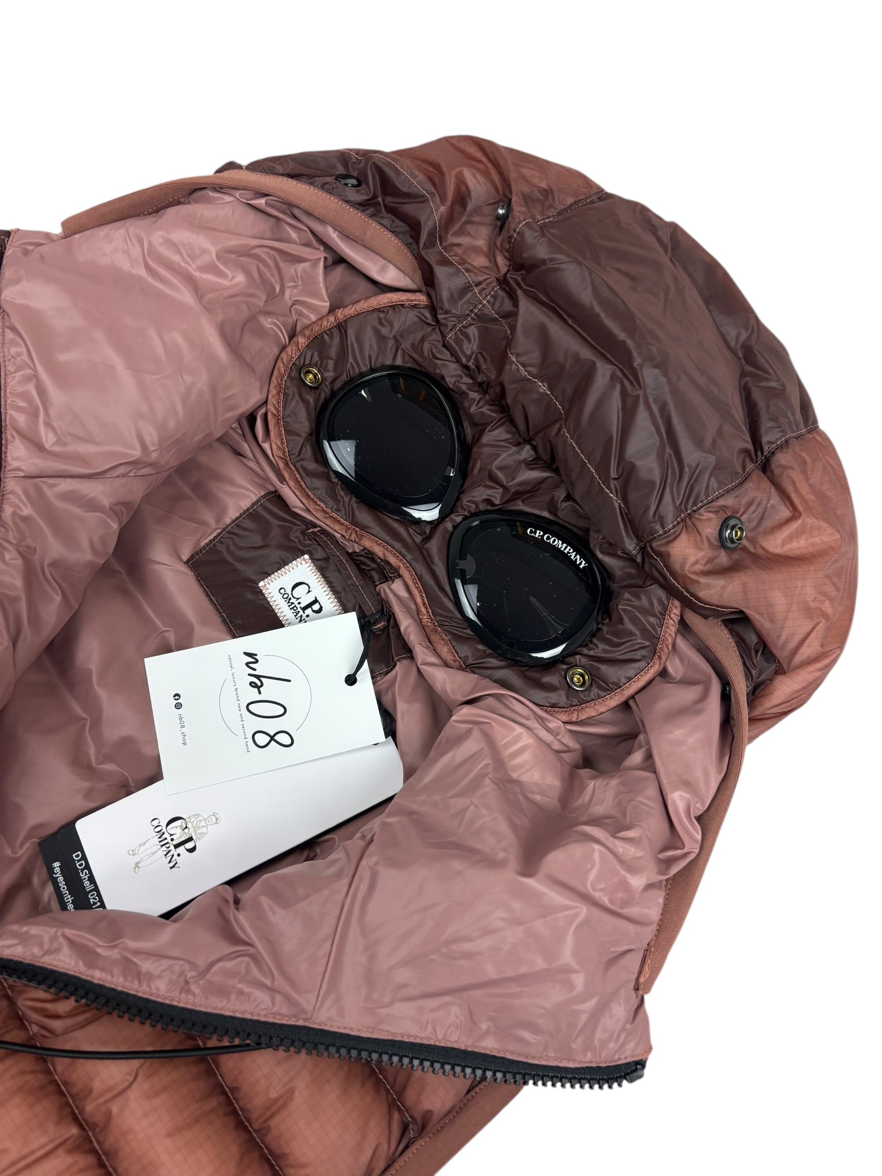 GILET C.P COMPANY D.D. SHELL DOWN GOGGLE JACKET - ROSE - TAILLE 44
