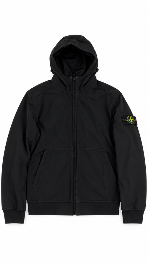 Giacca con cappuccio Stone Island Light Soft Shell-R - Nero - Taglia S